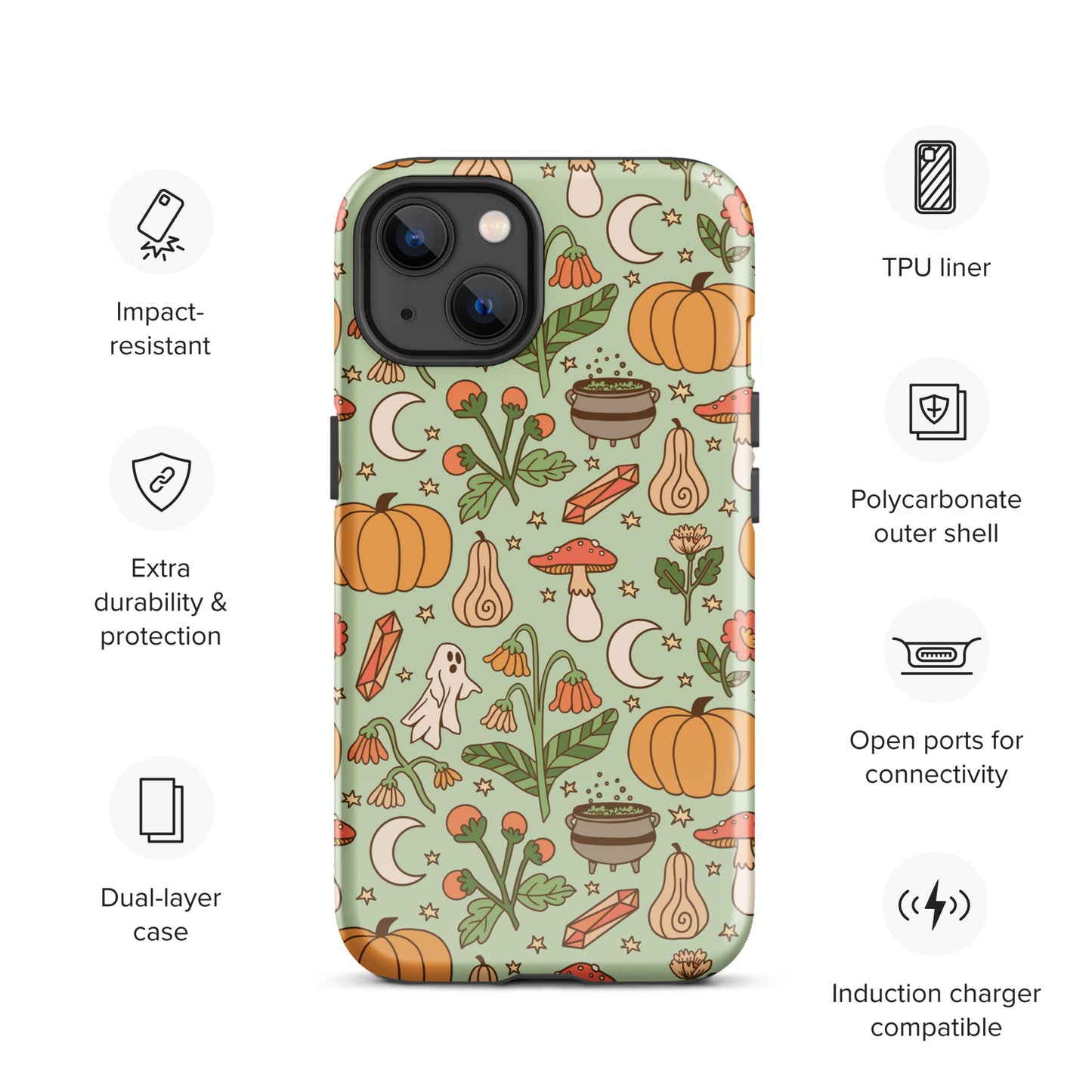 Ghost and Pumpkin Patch Spooky Cute Fall Tough Case for iPhone