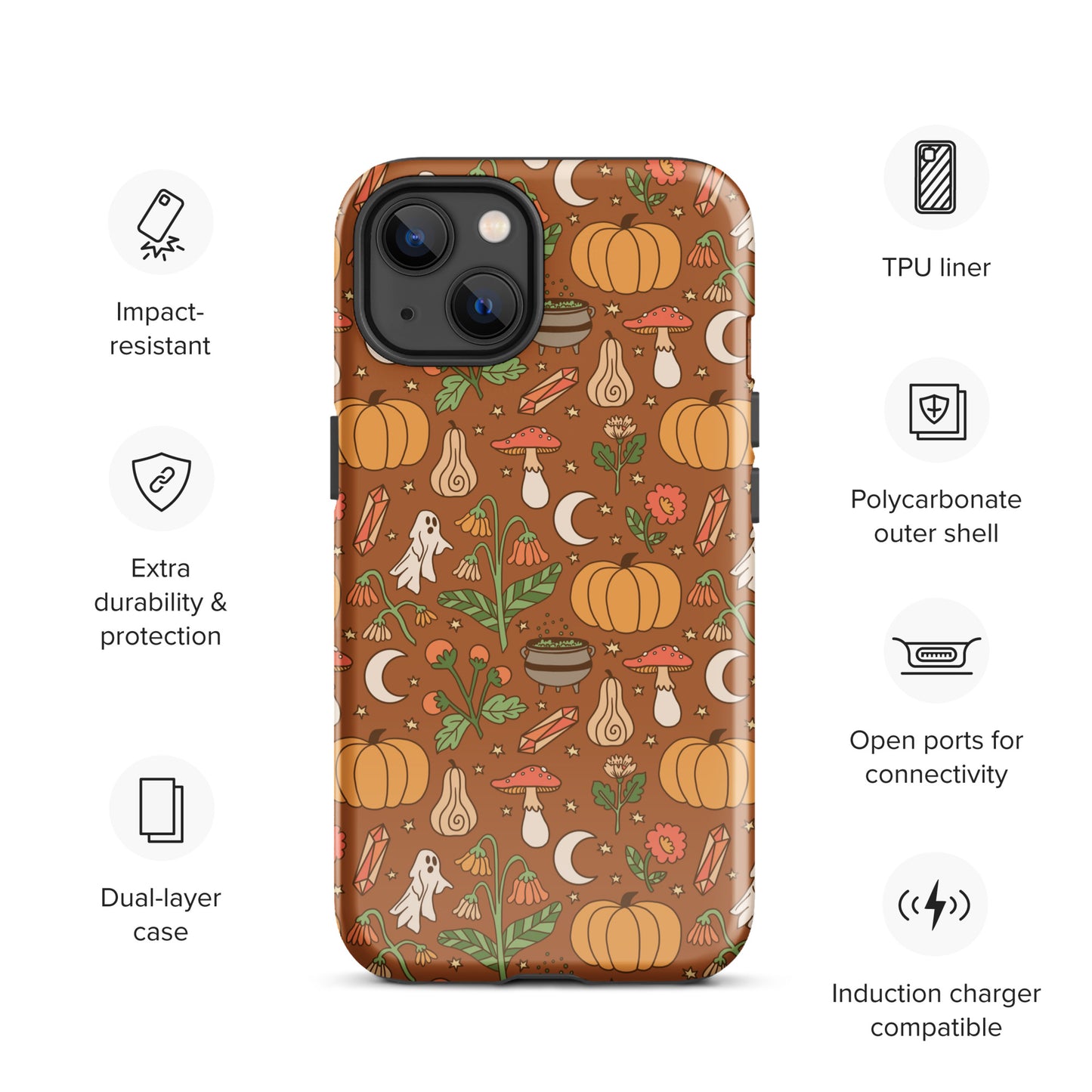 Cozy Fall Ghost and Pumpkin Patch Tough Case for iPhone