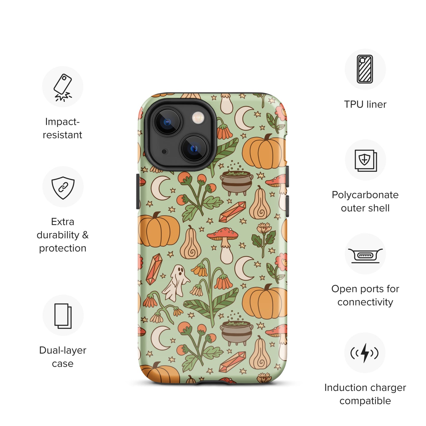 Ghost and Pumpkin Patch Spooky Cute Fall Tough Case for iPhone