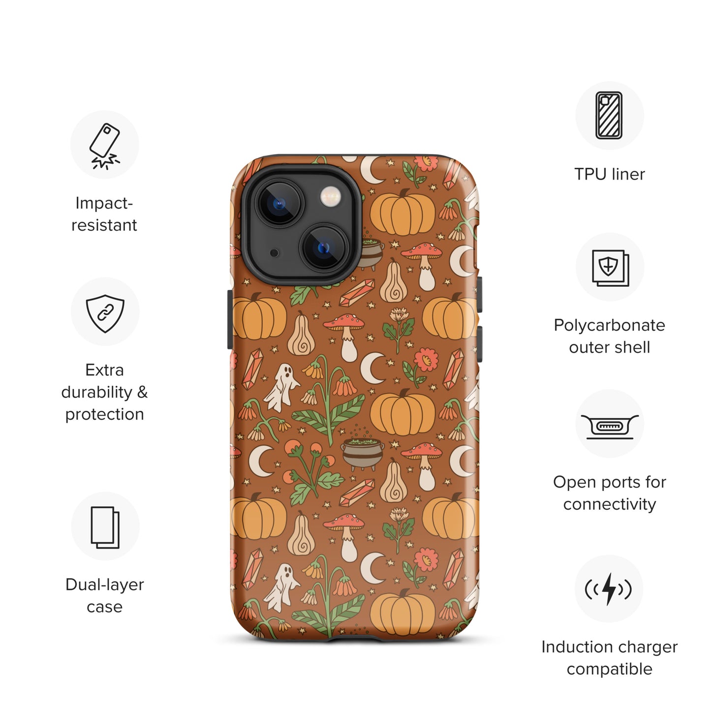 Cozy Fall Ghost and Pumpkin Patch Tough Case for iPhone