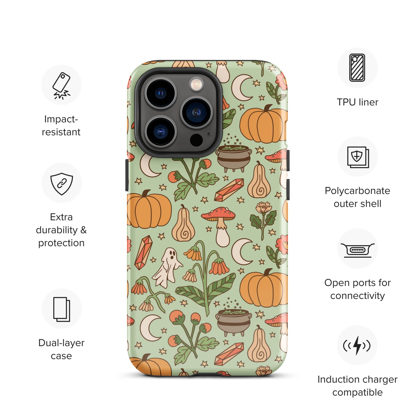 Ghost and Pumpkin Patch Spooky Cute Fall Tough Case for iPhone