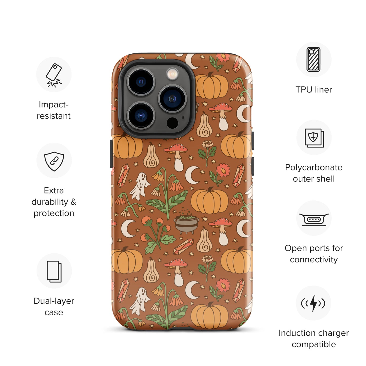 Cozy Fall Ghost and Pumpkin Patch Tough Case for iPhone