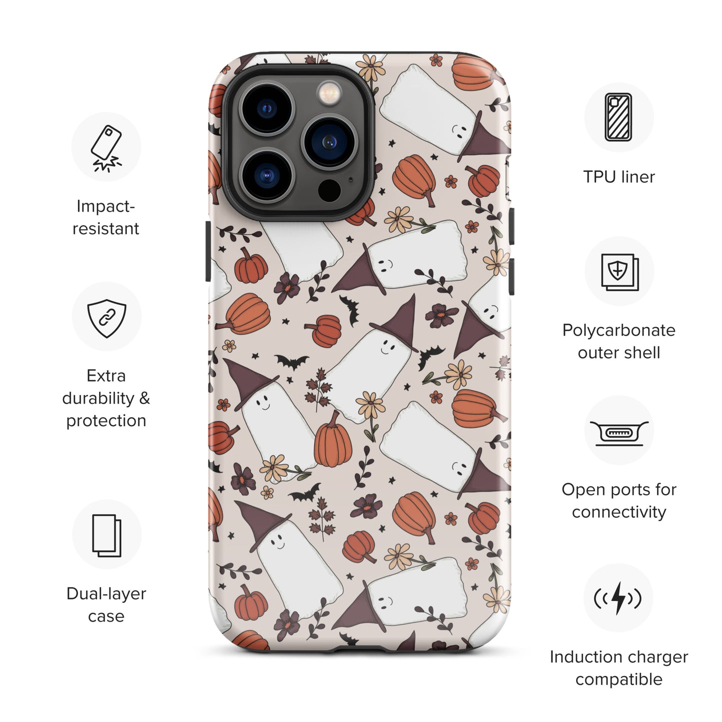 Spooky Cute Witchy Ghost Tough Case for iPhone