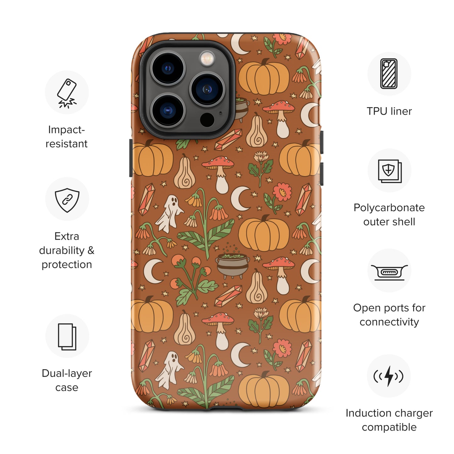 Cozy Fall Ghost and Pumpkin Patch Tough Case for iPhone