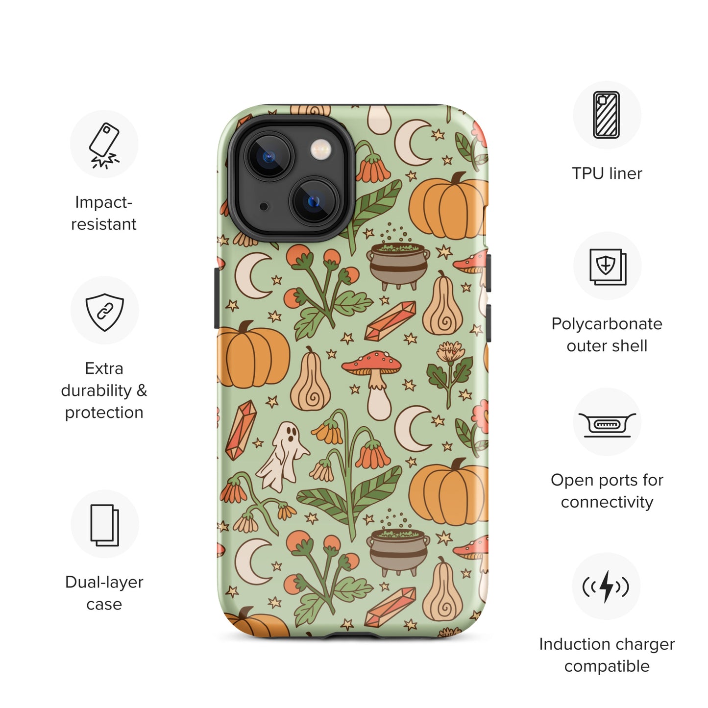 Ghost and Pumpkin Patch Spooky Cute Fall Tough Case for iPhone