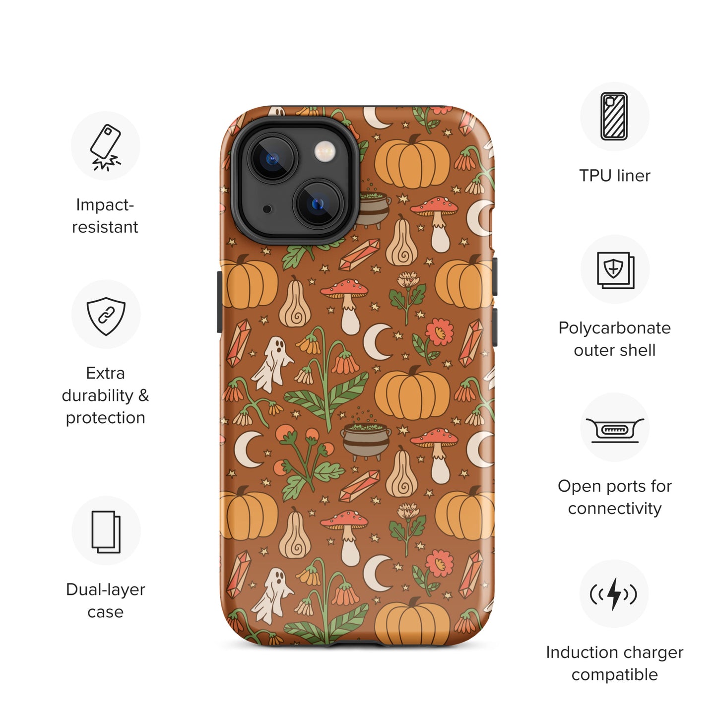 Cozy Fall Ghost and Pumpkin Patch Tough Case for iPhone