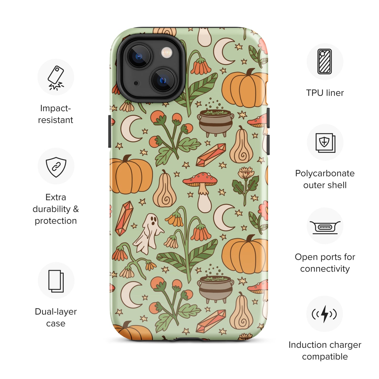 Ghost and Pumpkin Patch Spooky Cute Fall Tough Case for iPhone