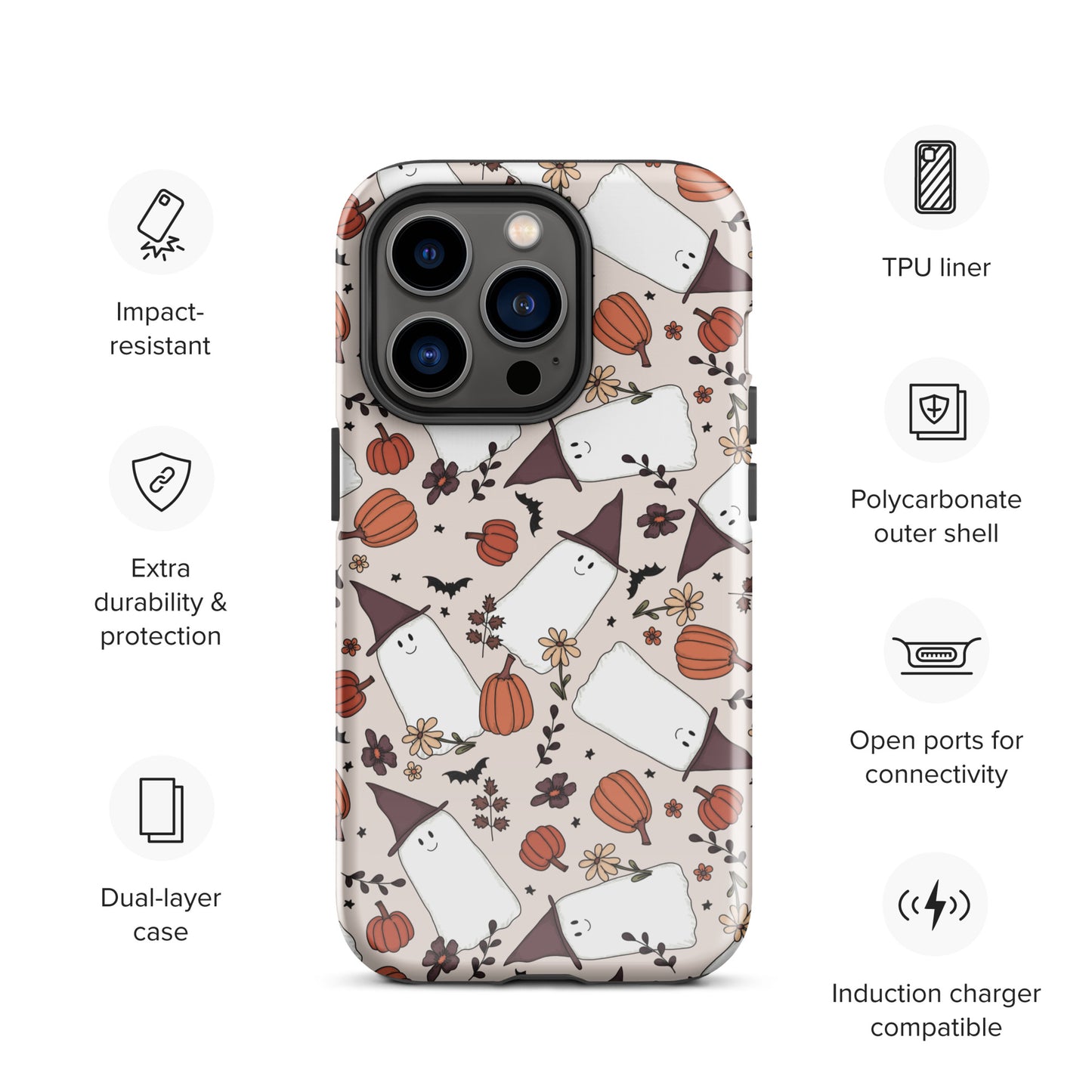 Spooky Cute Witchy Ghost Tough Case for iPhone