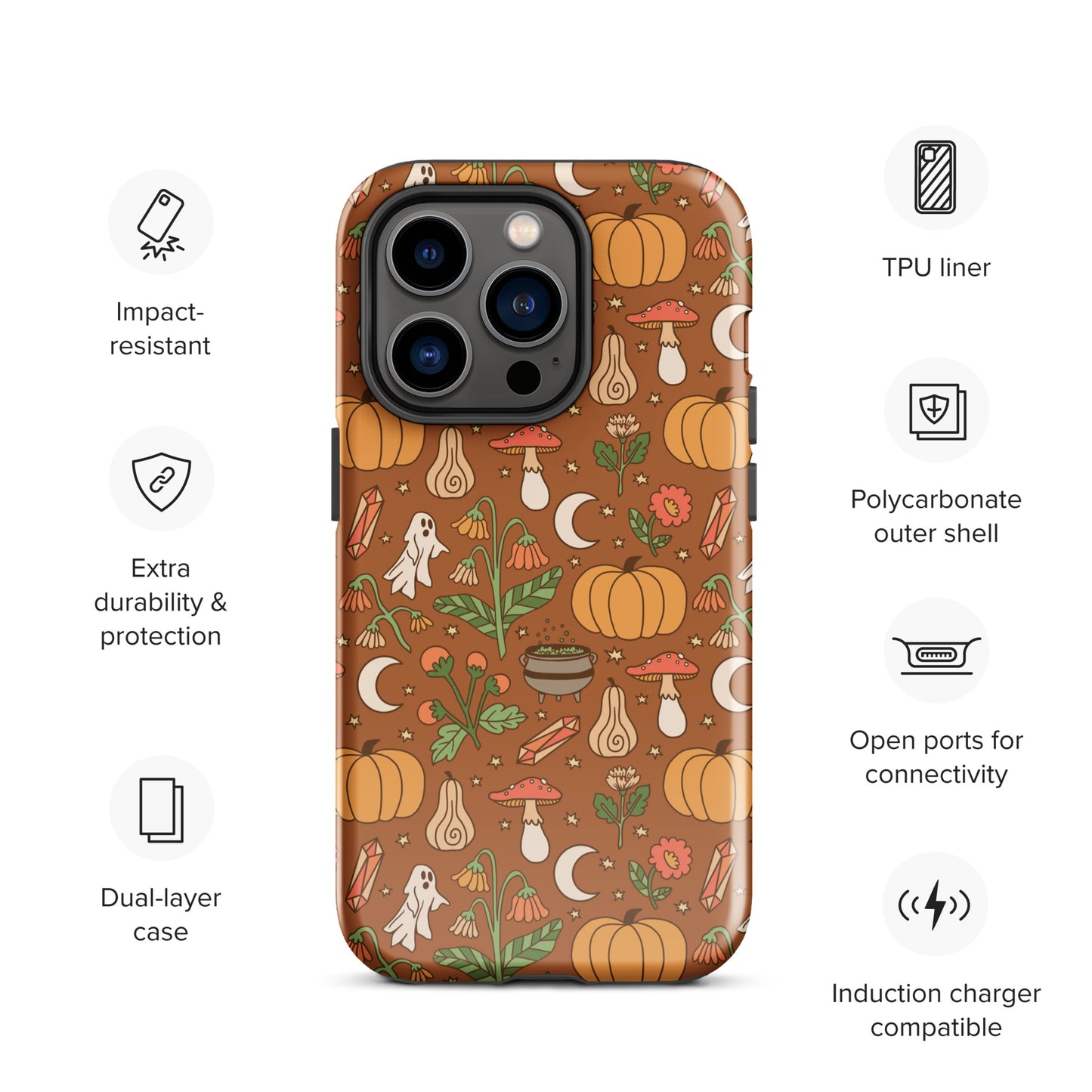 Cozy Fall Ghost and Pumpkin Patch Tough Case for iPhone