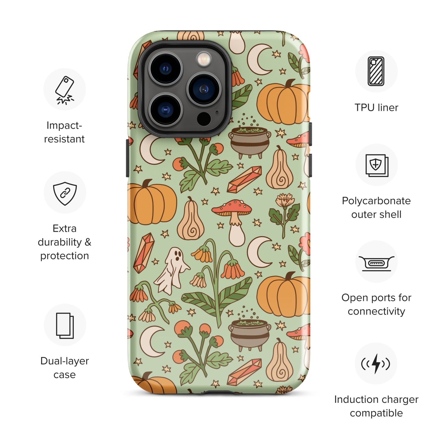 Ghost and Pumpkin Patch Spooky Cute Fall Tough Case for iPhone