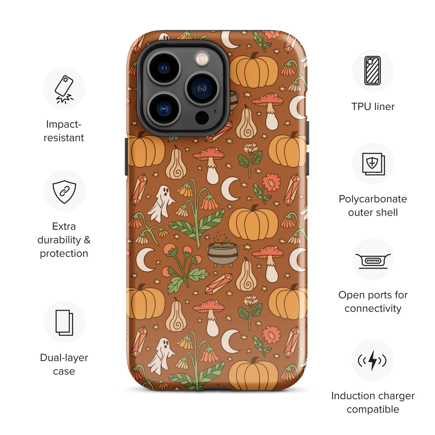 Cozy Fall Ghost and Pumpkin Patch Tough Case for iPhone