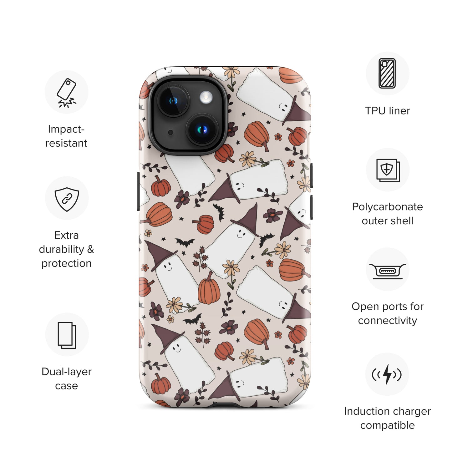 Spooky Cute Witchy Ghost Tough Case for iPhone