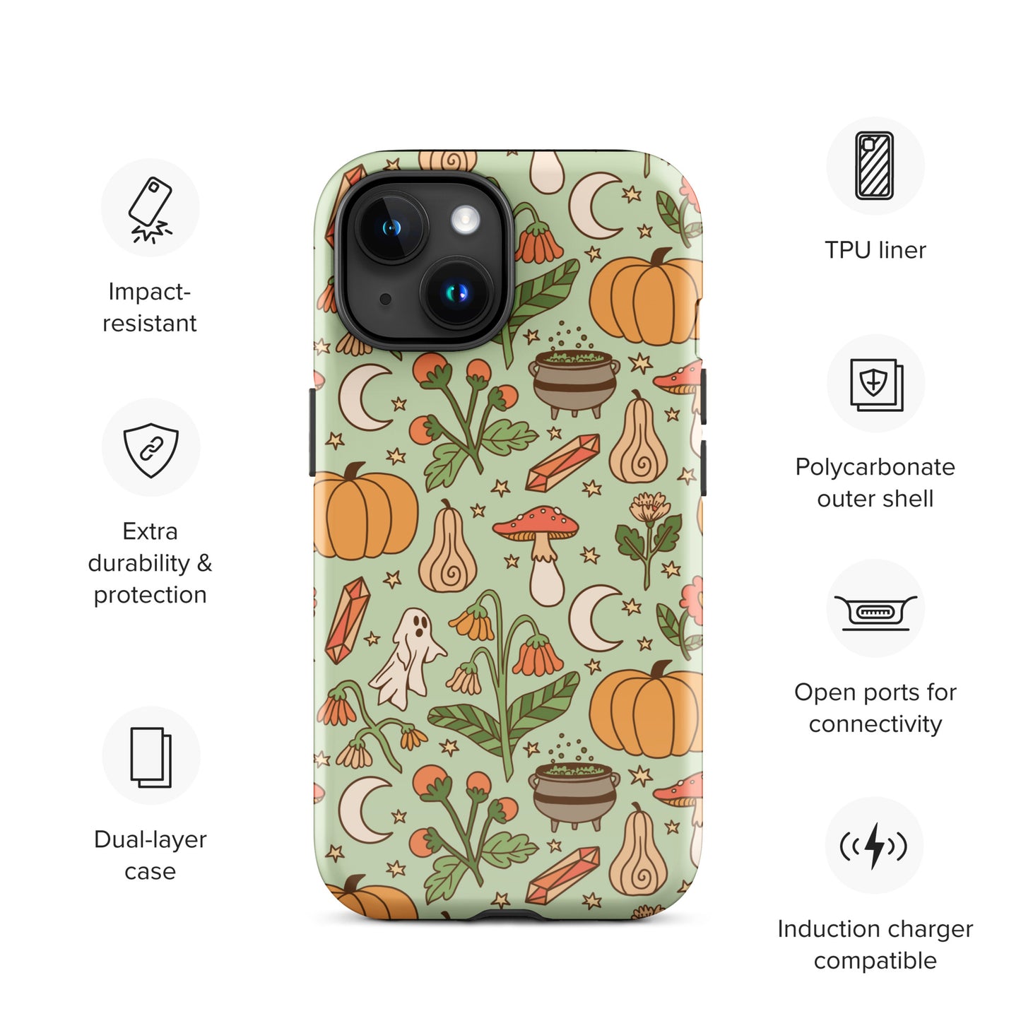 Ghost and Pumpkin Patch Spooky Cute Fall Tough Case for iPhone