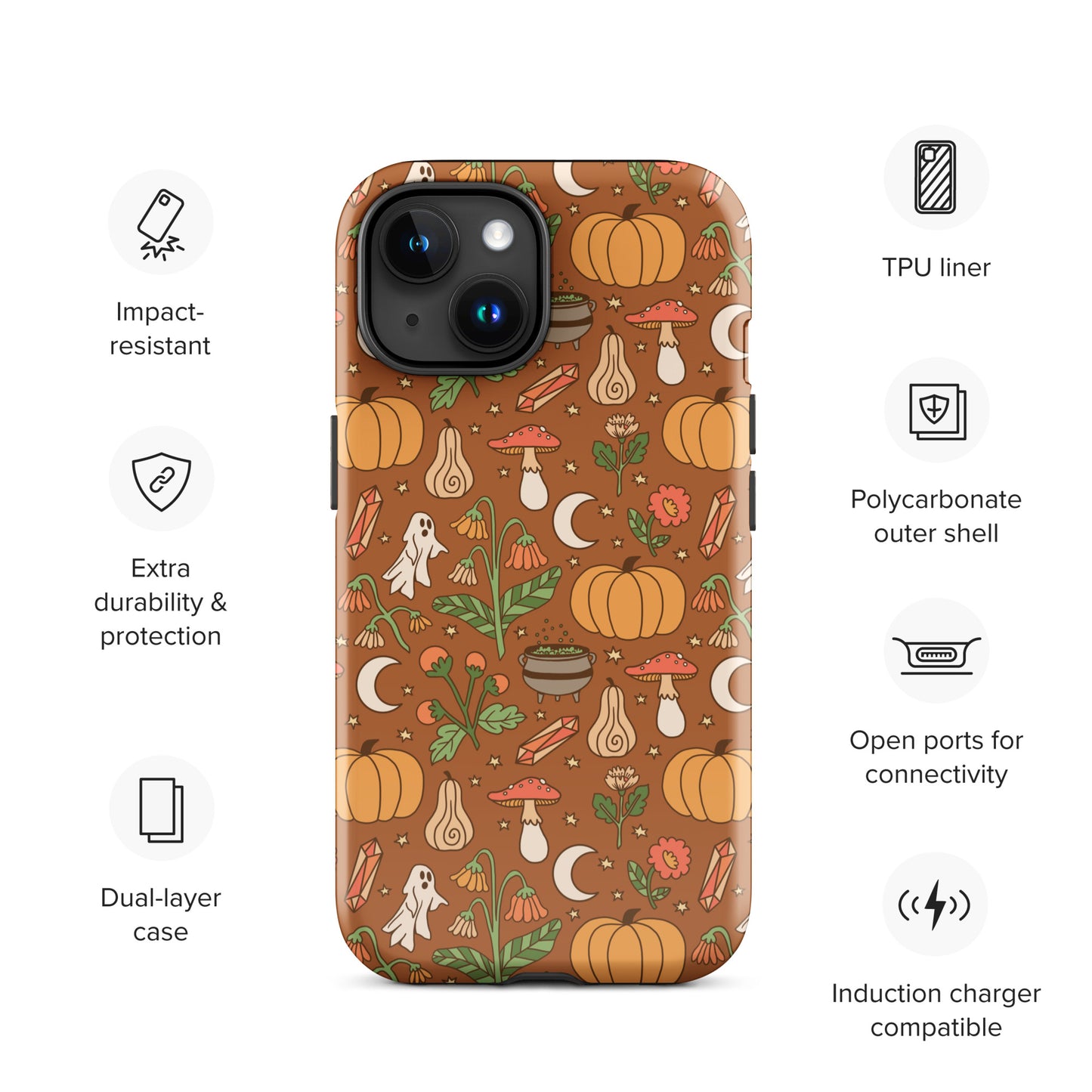 Cozy Fall Ghost and Pumpkin Patch Tough Case for iPhone