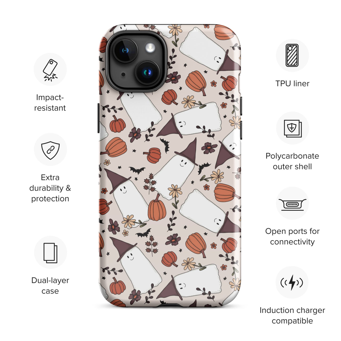 Spooky Cute Witchy Ghost Tough Case for iPhone