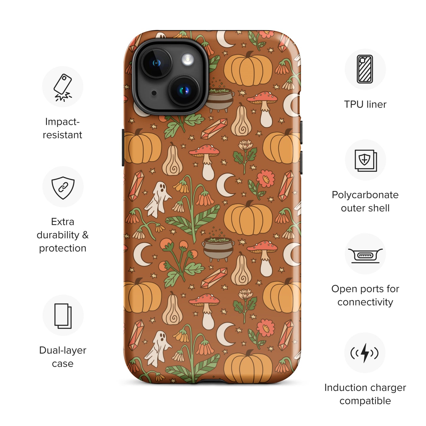 Cozy Fall Ghost and Pumpkin Patch Tough Case for iPhone