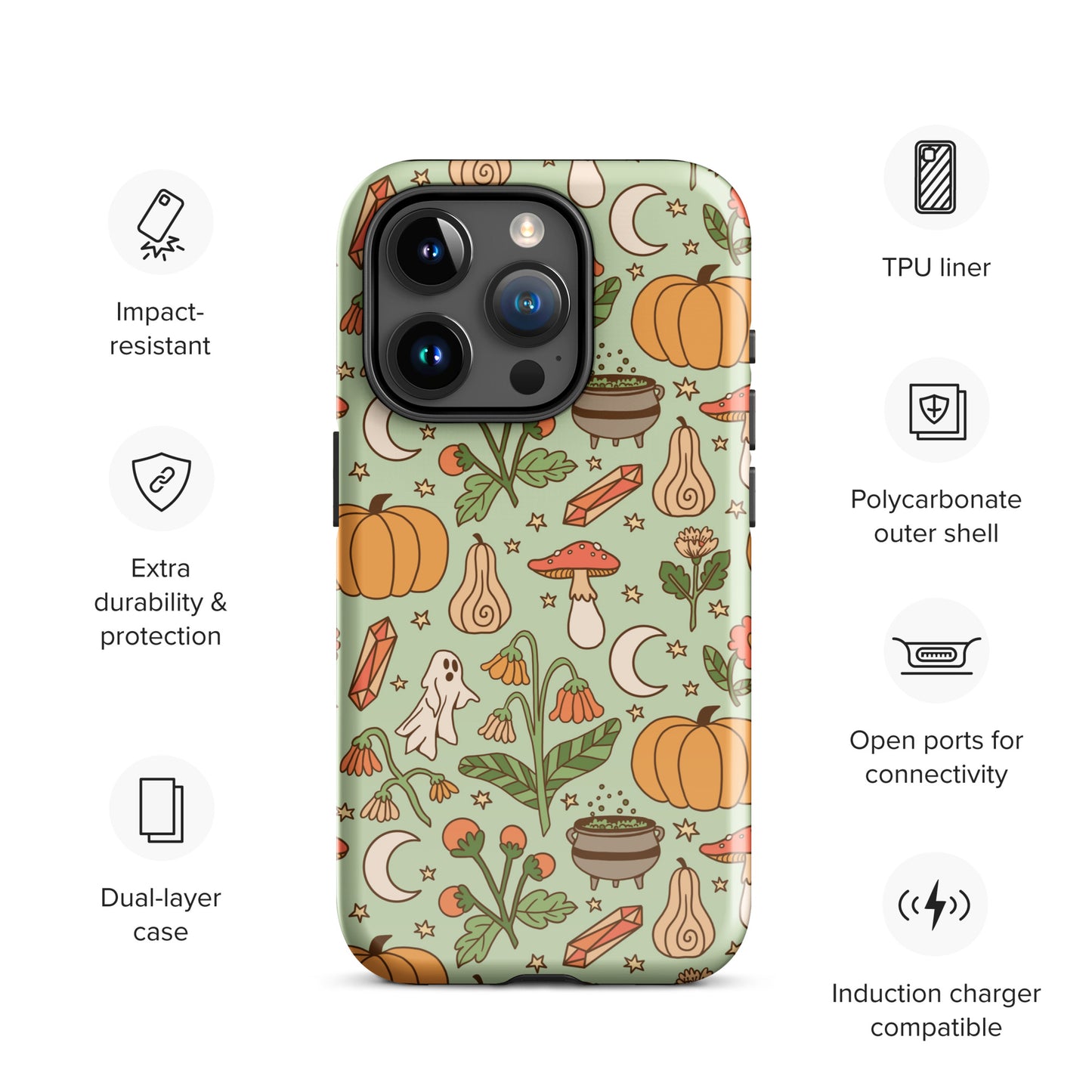 Ghost and Pumpkin Patch Spooky Cute Fall Tough Case for iPhone