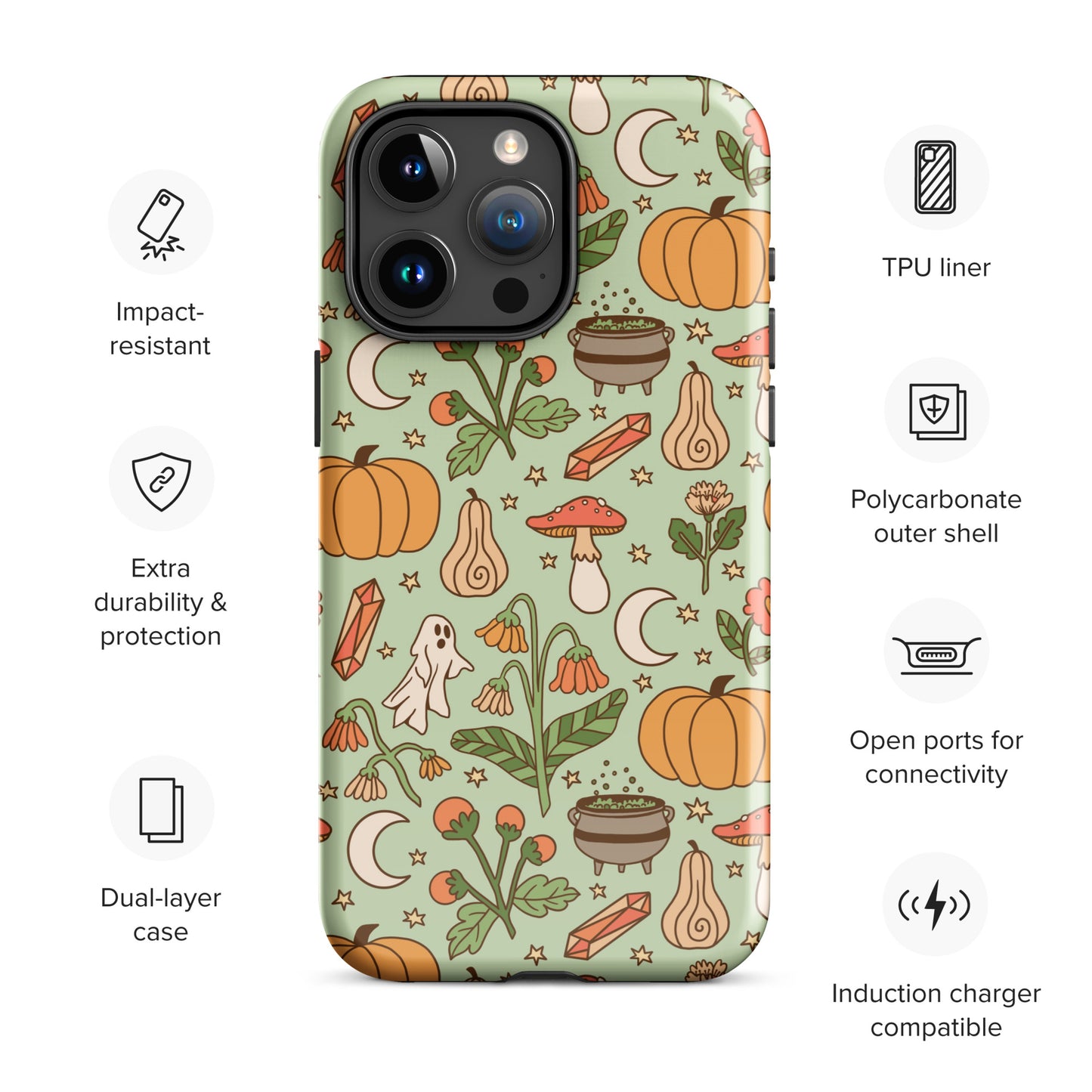 Ghost and Pumpkin Patch Spooky Cute Fall Tough Case for iPhone