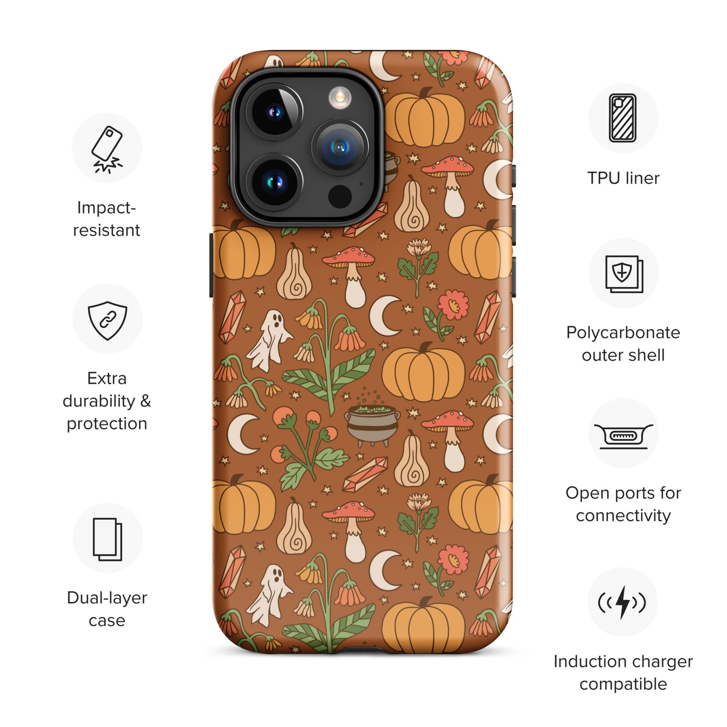 Cozy Fall Ghost and Pumpkin Patch Tough Case for iPhone