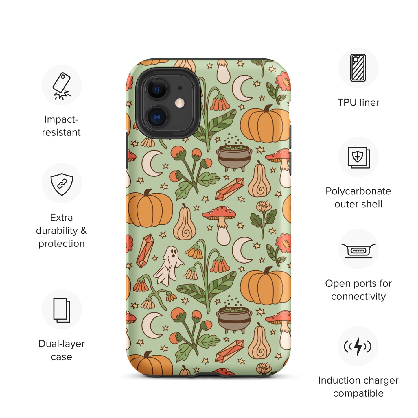 Ghost and Pumpkin Patch Spooky Cute Fall Tough Case for iPhone