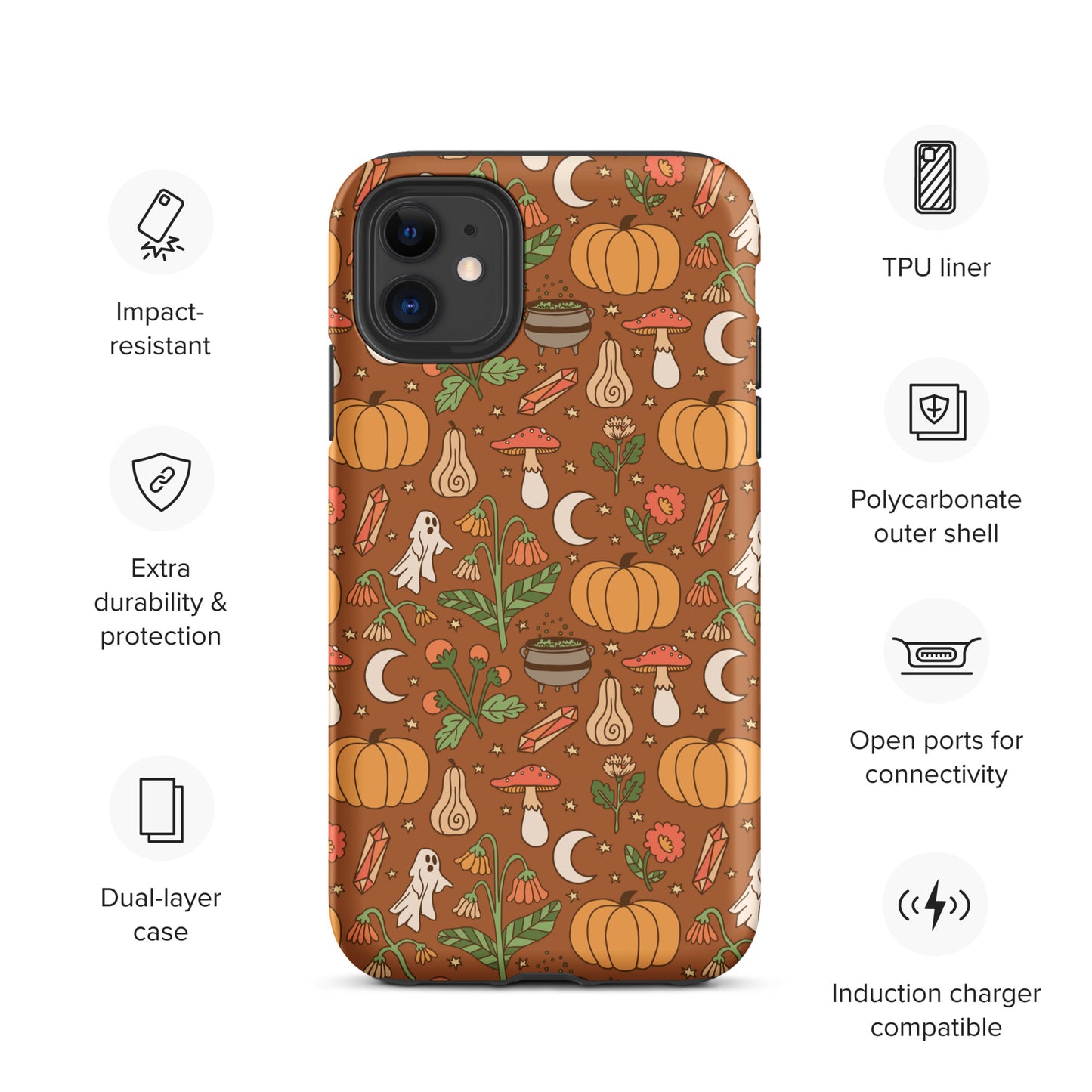 Cozy Fall Ghost and Pumpkin Patch Tough Case for iPhone