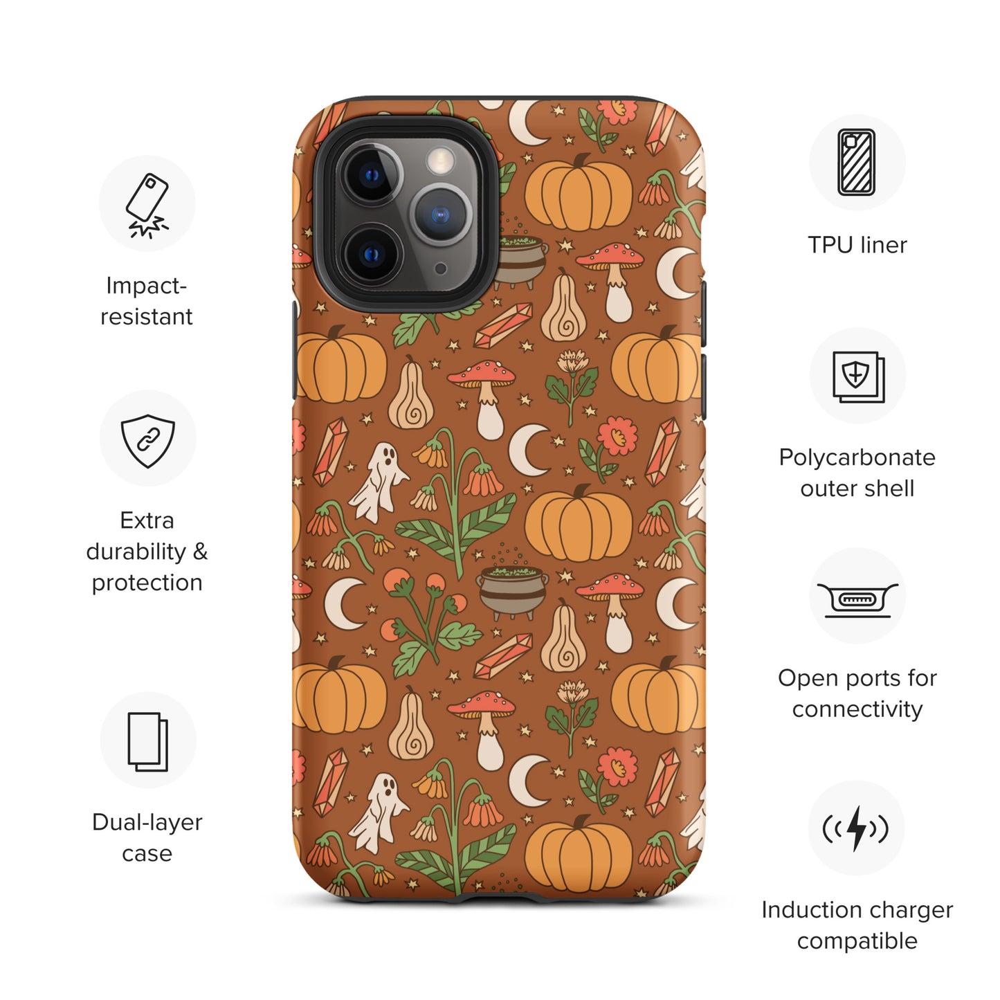 Cozy Fall Ghost and Pumpkin Patch Tough Case for iPhone