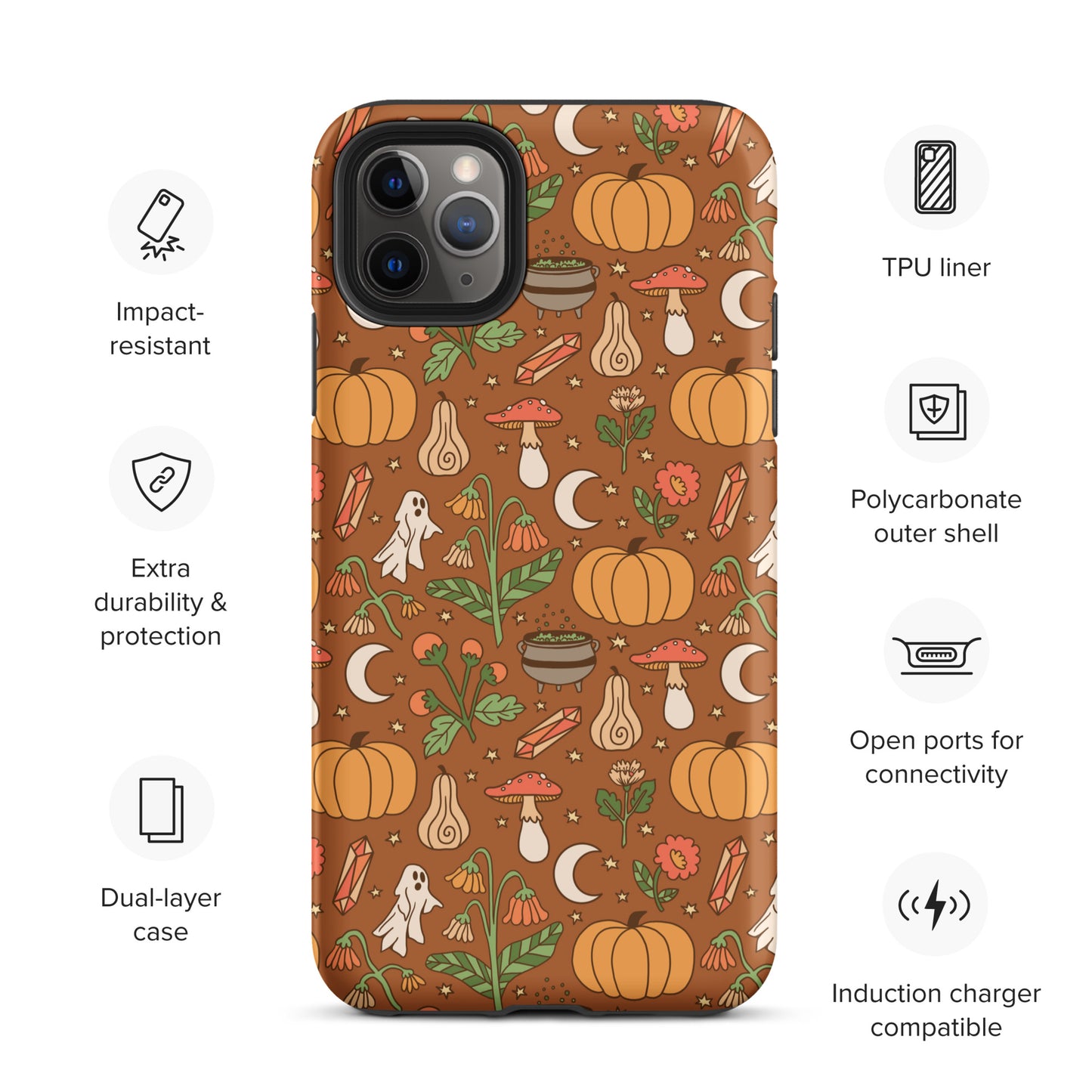 Cozy Fall Ghost and Pumpkin Patch Tough Case for iPhone