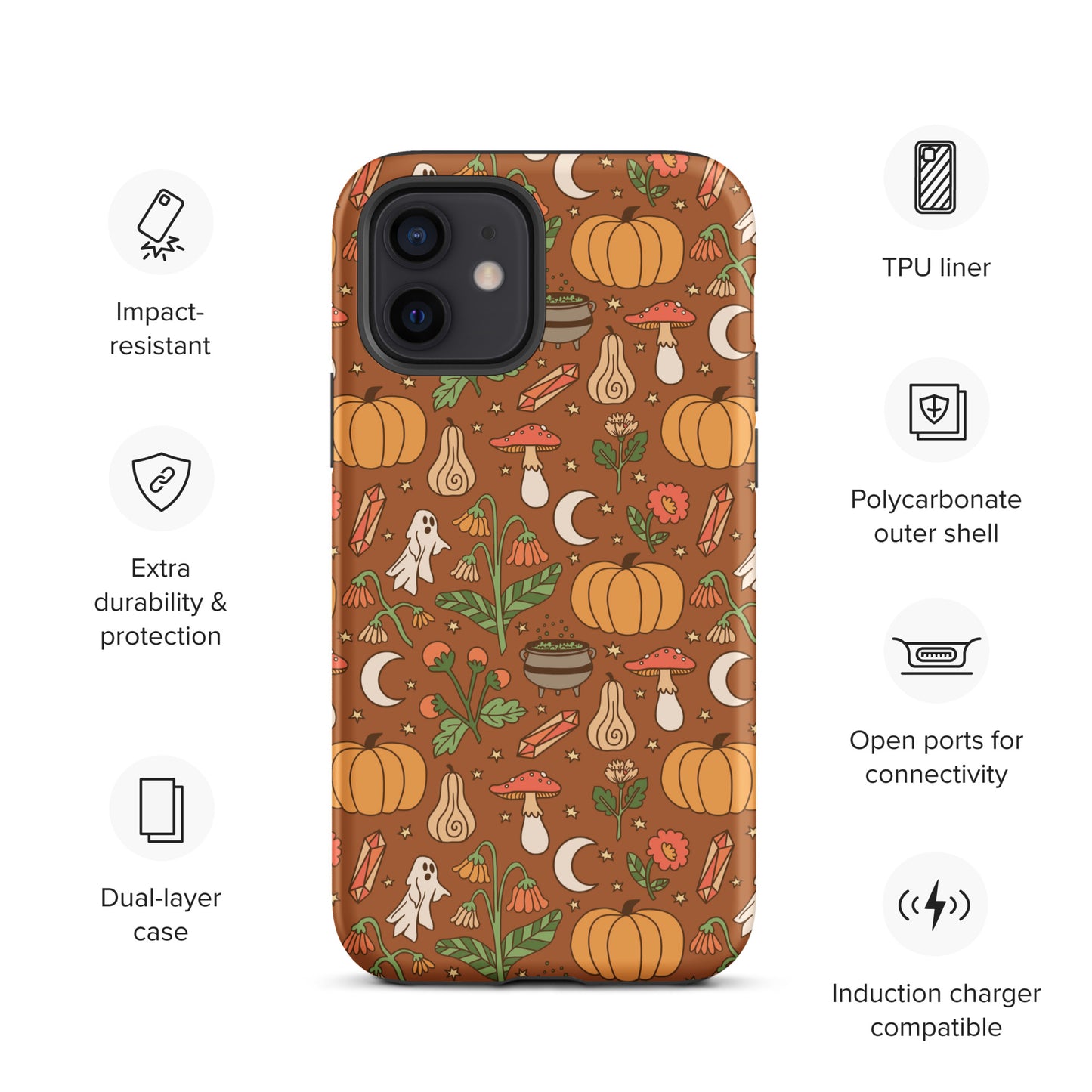 Cozy Fall Ghost and Pumpkin Patch Tough Case for iPhone