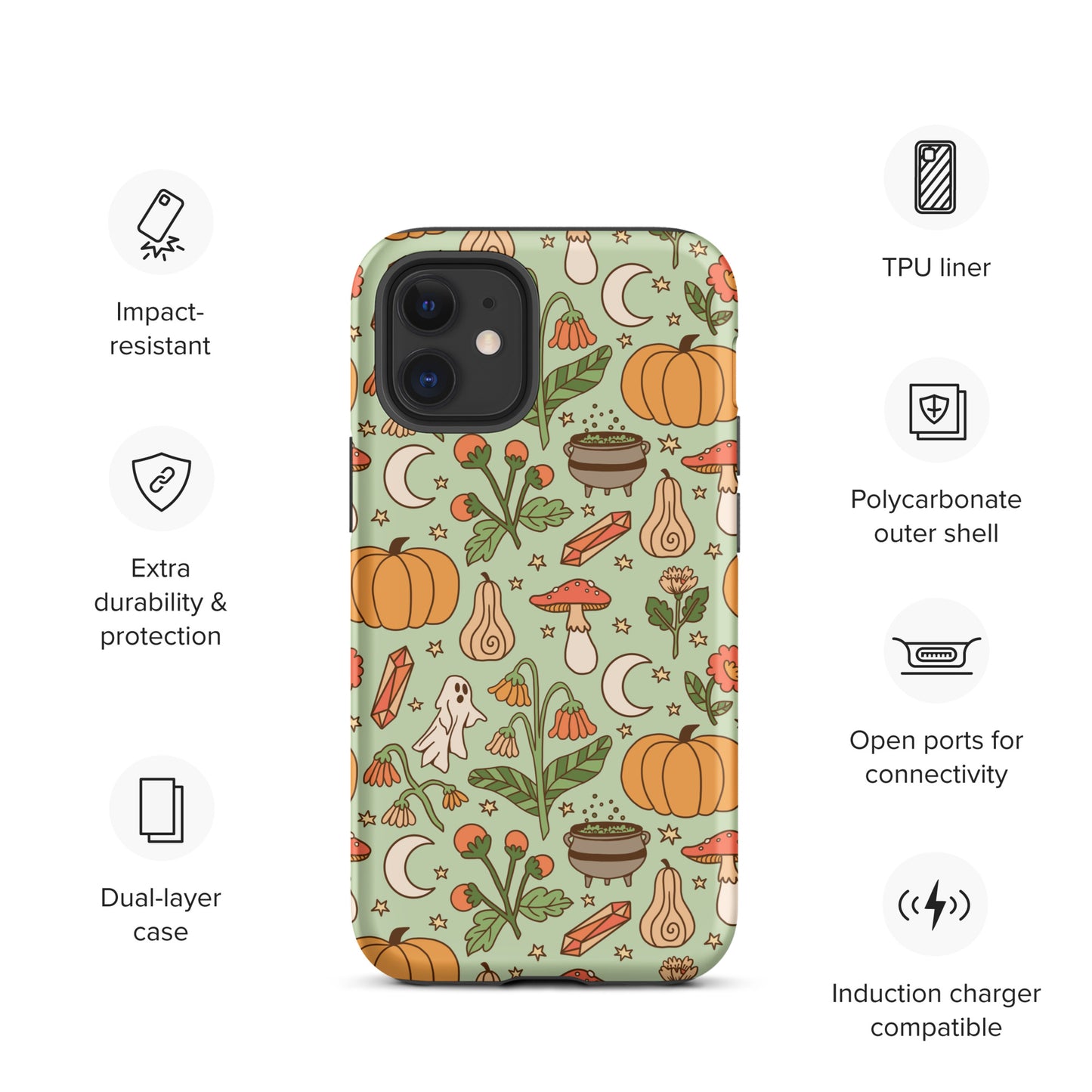 Ghost and Pumpkin Patch Spooky Cute Fall Tough Case for iPhone