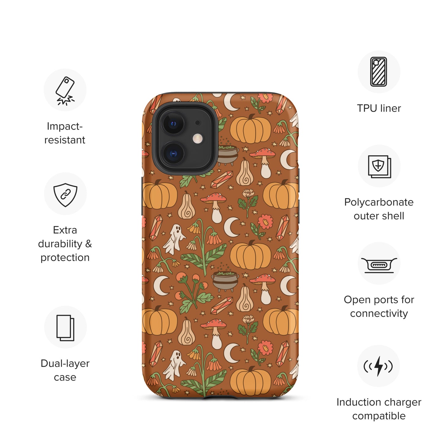 Cozy Fall Ghost and Pumpkin Patch Tough Case for iPhone