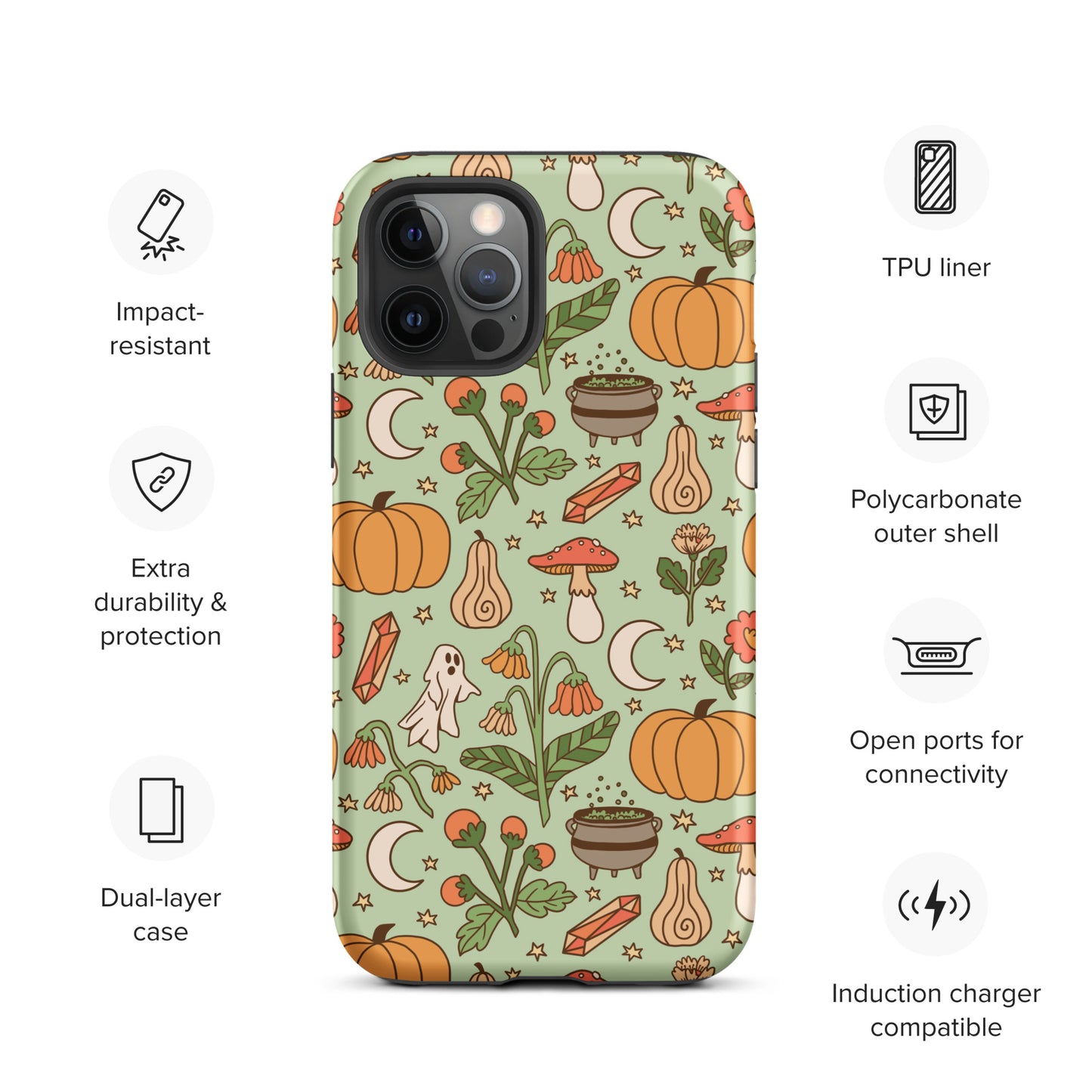 Ghost and Pumpkin Patch Spooky Cute Fall Tough Case for iPhone