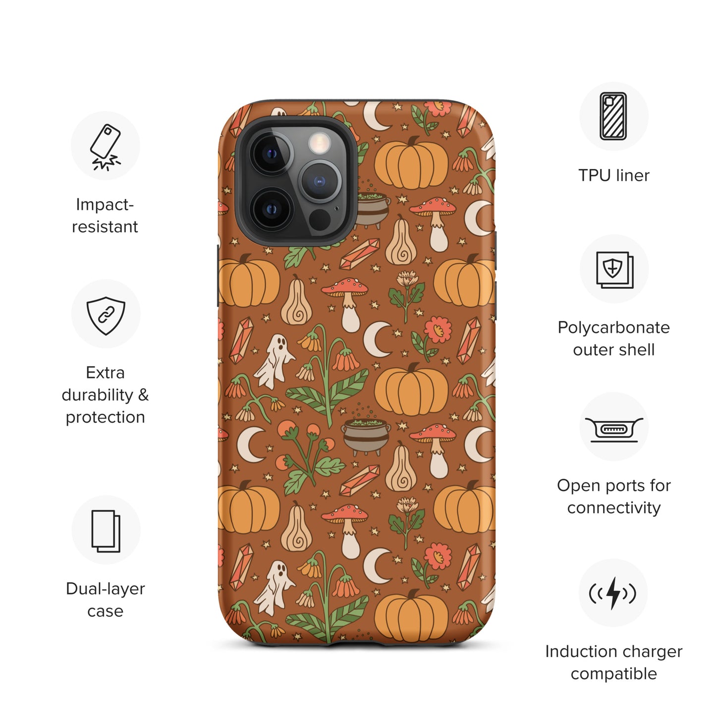 Cozy Fall Ghost and Pumpkin Patch Tough Case for iPhone