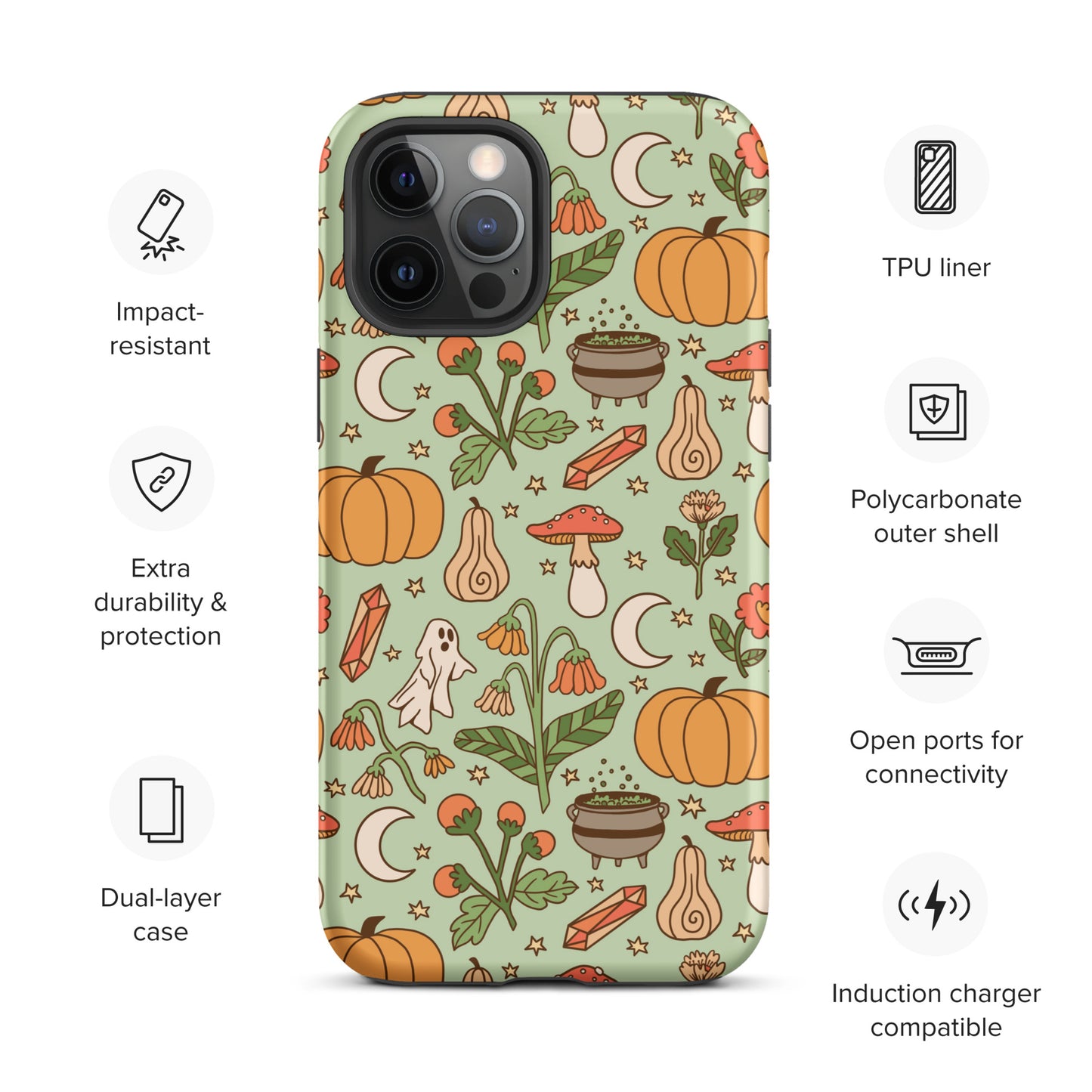 Ghost and Pumpkin Patch Spooky Cute Fall Tough Case for iPhone