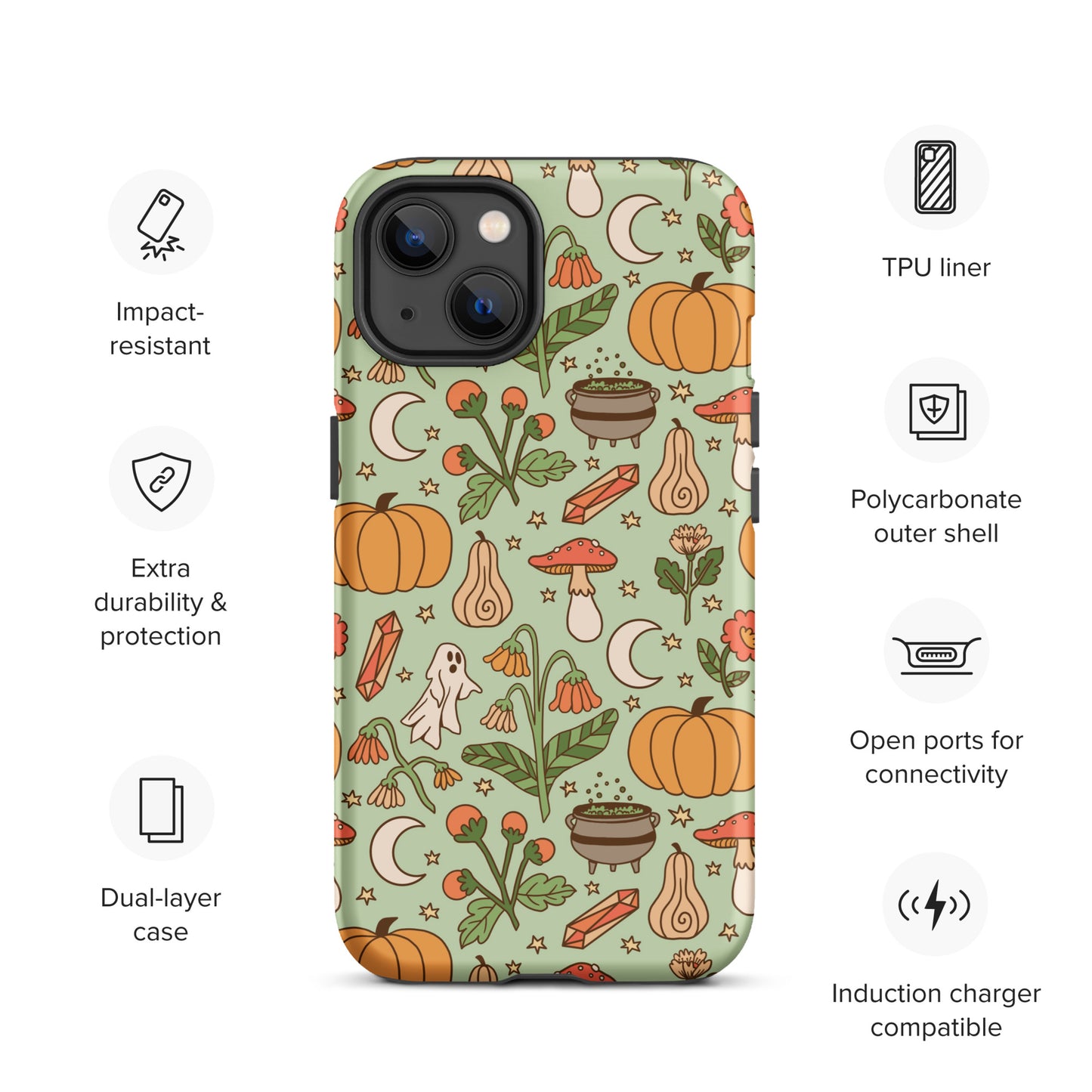 Ghost and Pumpkin Patch Spooky Cute Fall Tough Case for iPhone