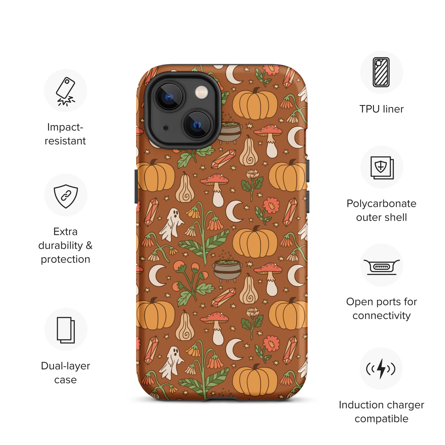 Cozy Fall Ghost and Pumpkin Patch Tough Case for iPhone