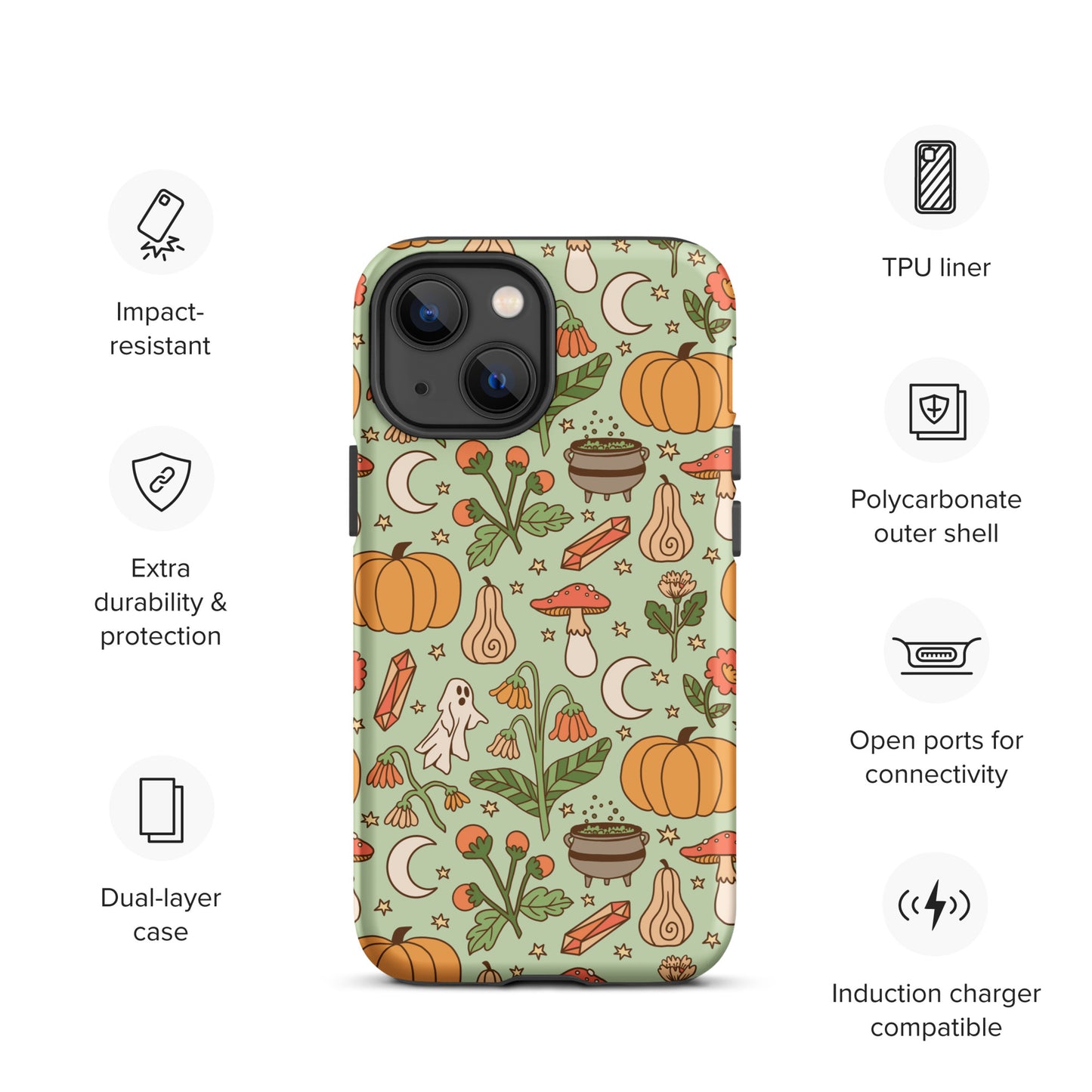 Ghost and Pumpkin Patch Spooky Cute Fall Tough Case for iPhone