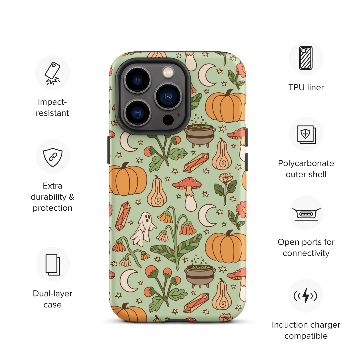 Ghost and Pumpkin Patch Spooky Cute Fall Tough Case for iPhone