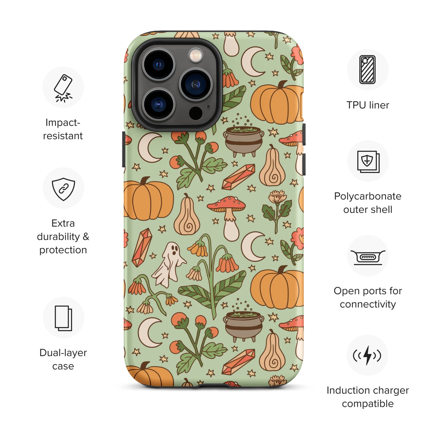 Ghost and Pumpkin Patch Spooky Cute Fall Tough Case for iPhone