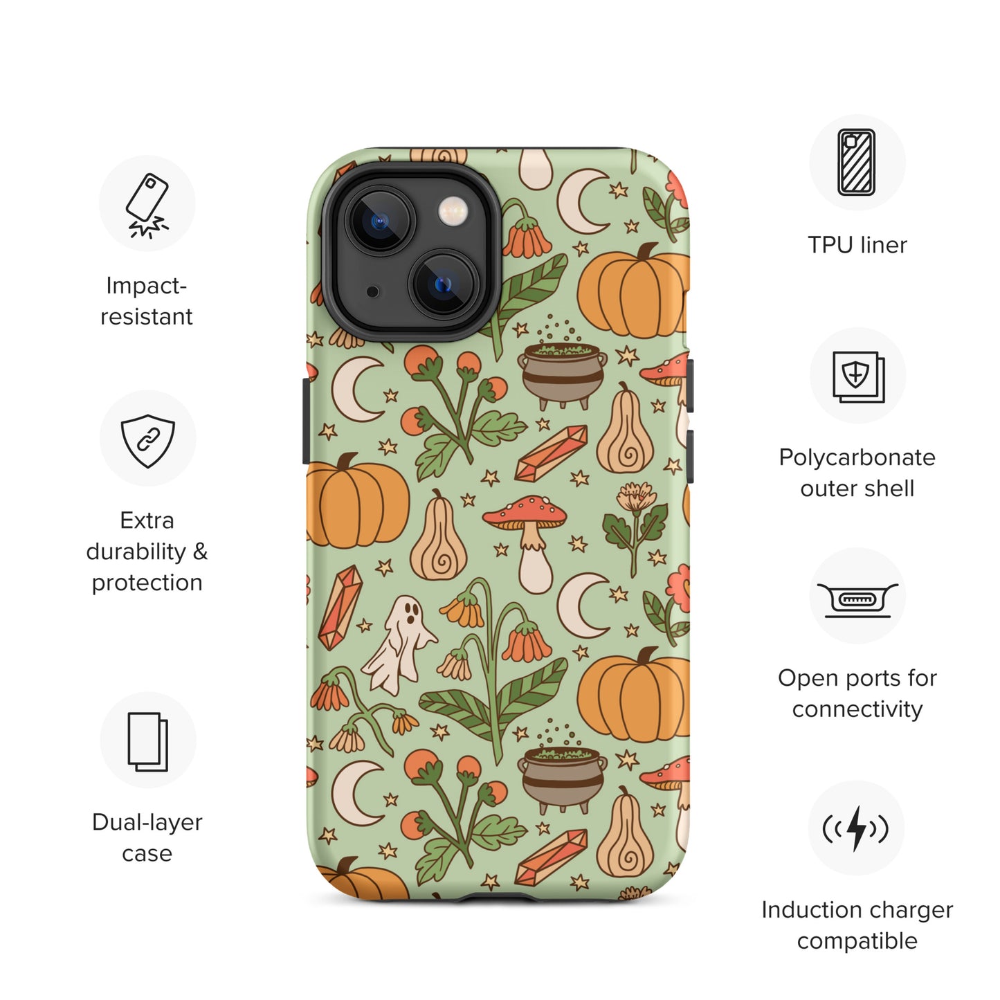 Ghost and Pumpkin Patch Spooky Cute Fall Tough Case for iPhone