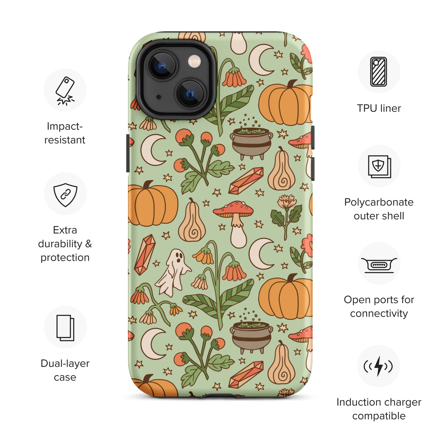 Ghost and Pumpkin Patch Spooky Cute Fall Tough Case for iPhone