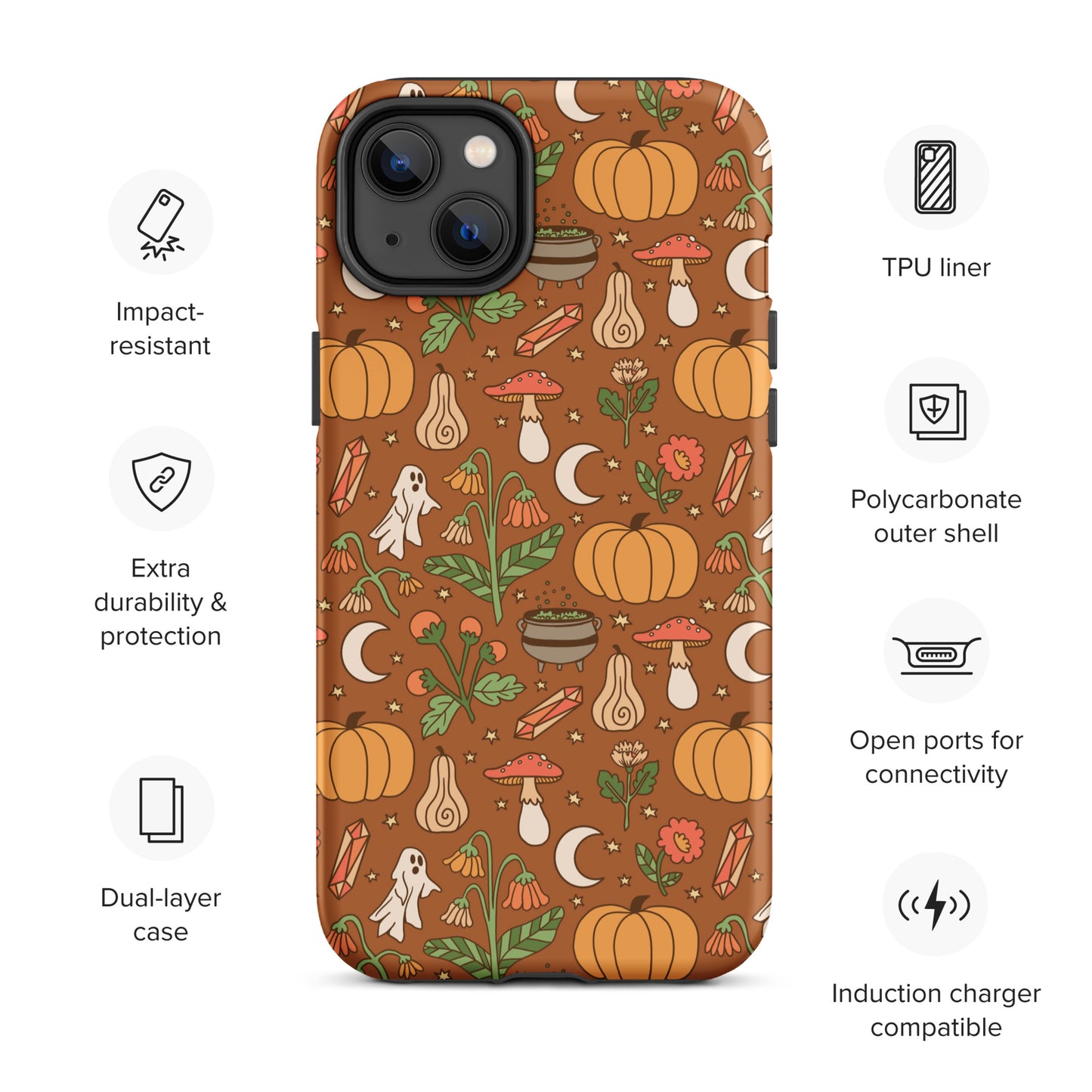 Cozy Fall Ghost and Pumpkin Patch Tough Case for iPhone