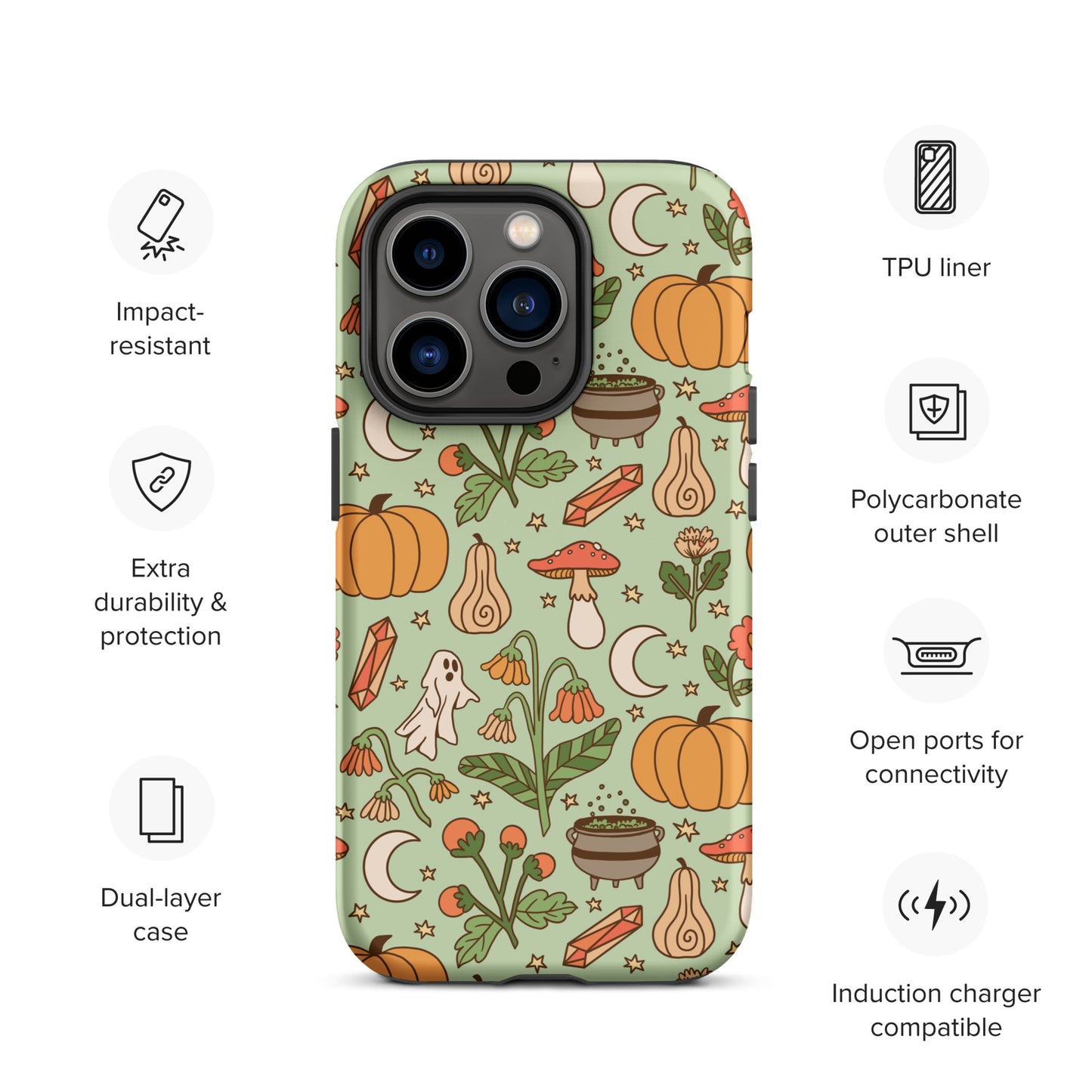 Ghost and Pumpkin Patch Spooky Cute Fall Tough Case for iPhone