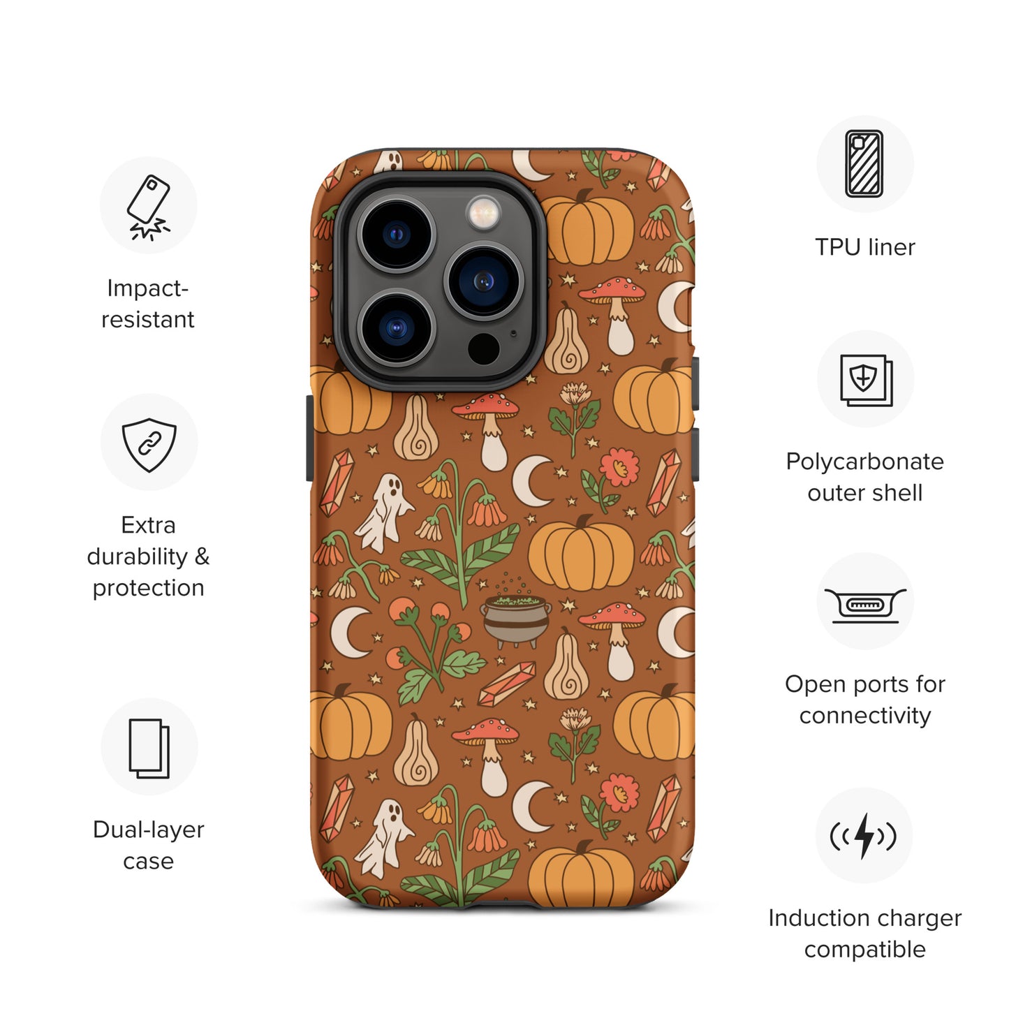 Cozy Fall Ghost and Pumpkin Patch Tough Case for iPhone