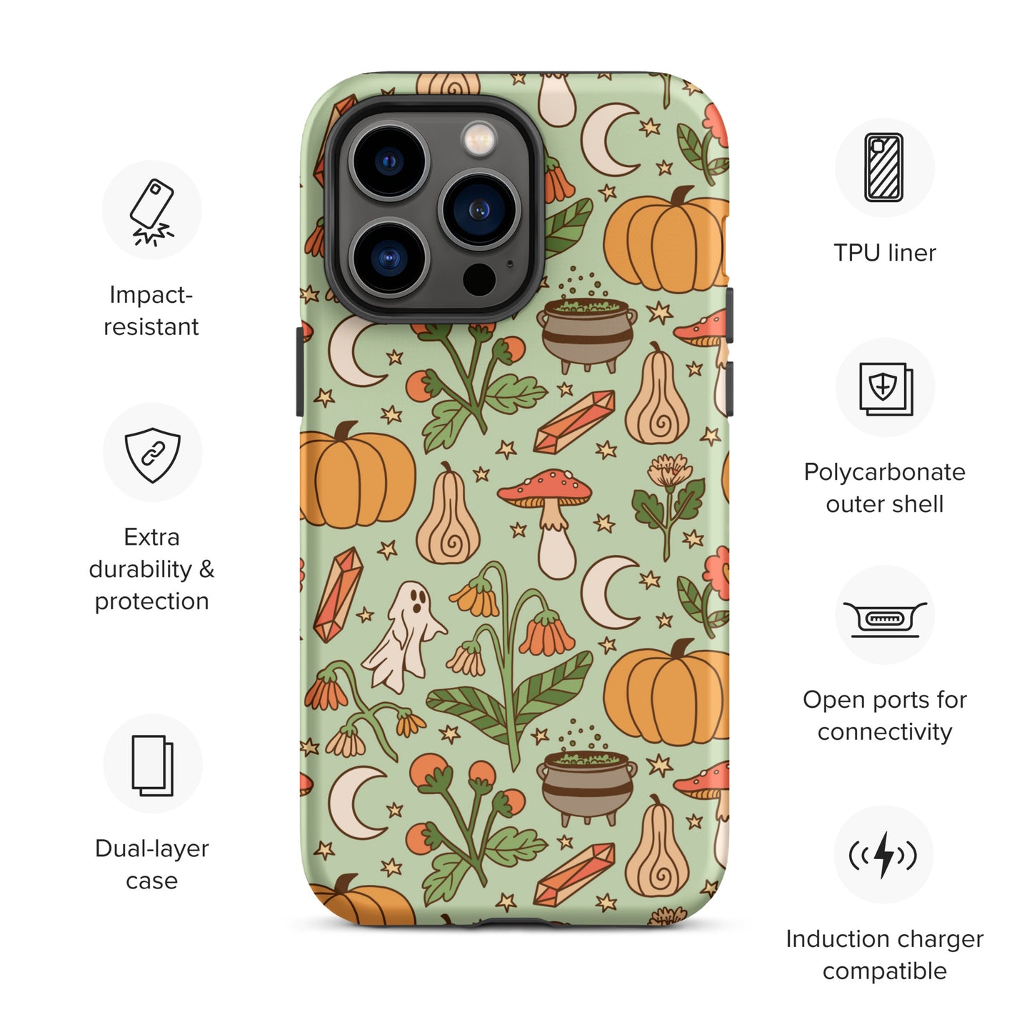 Ghost and Pumpkin Patch Spooky Cute Fall Tough Case for iPhone