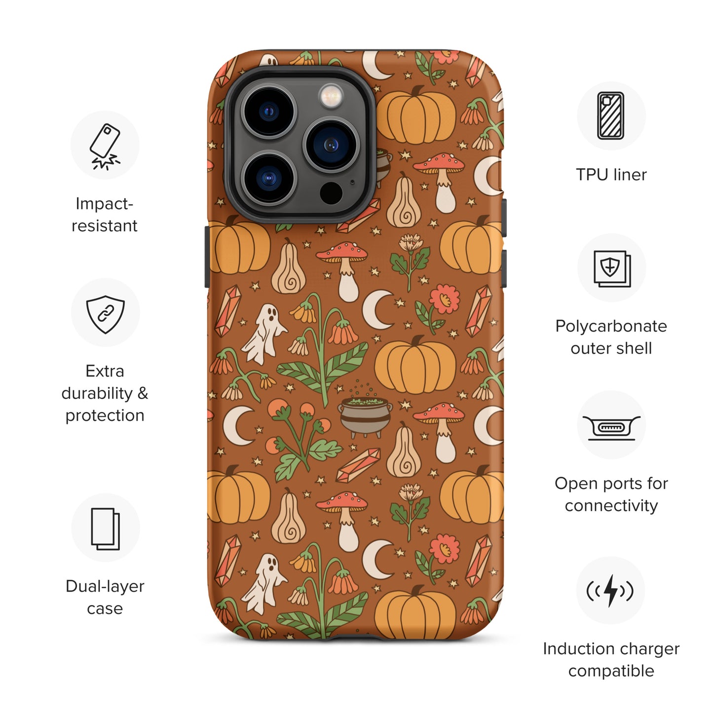 Cozy Fall Ghost and Pumpkin Patch Tough Case for iPhone