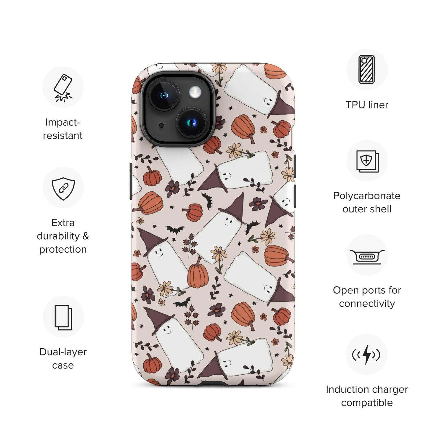 Spooky Cute Witchy Ghost Tough Case for iPhone