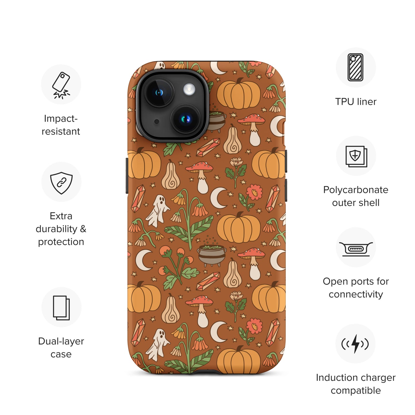 Cozy Fall Ghost and Pumpkin Patch Tough Case for iPhone