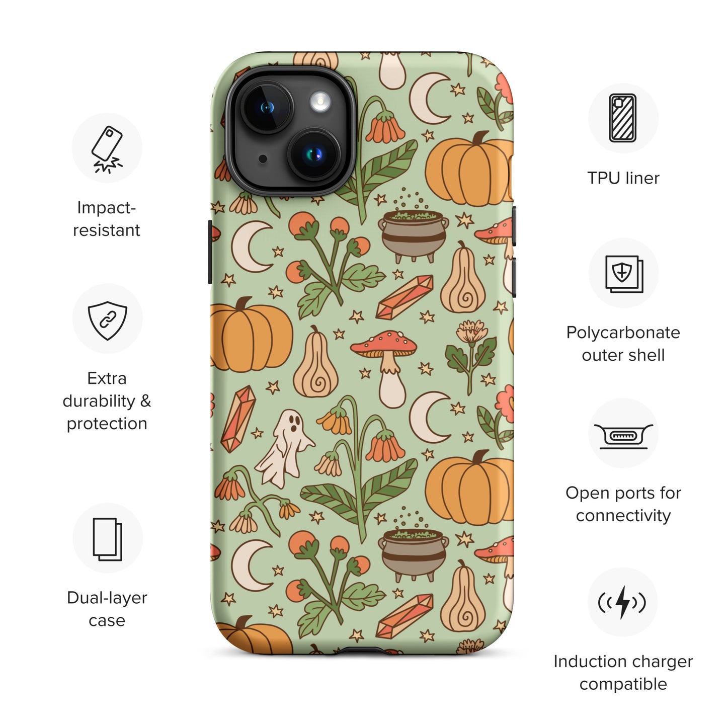 Ghost and Pumpkin Patch Spooky Cute Fall Tough Case for iPhone