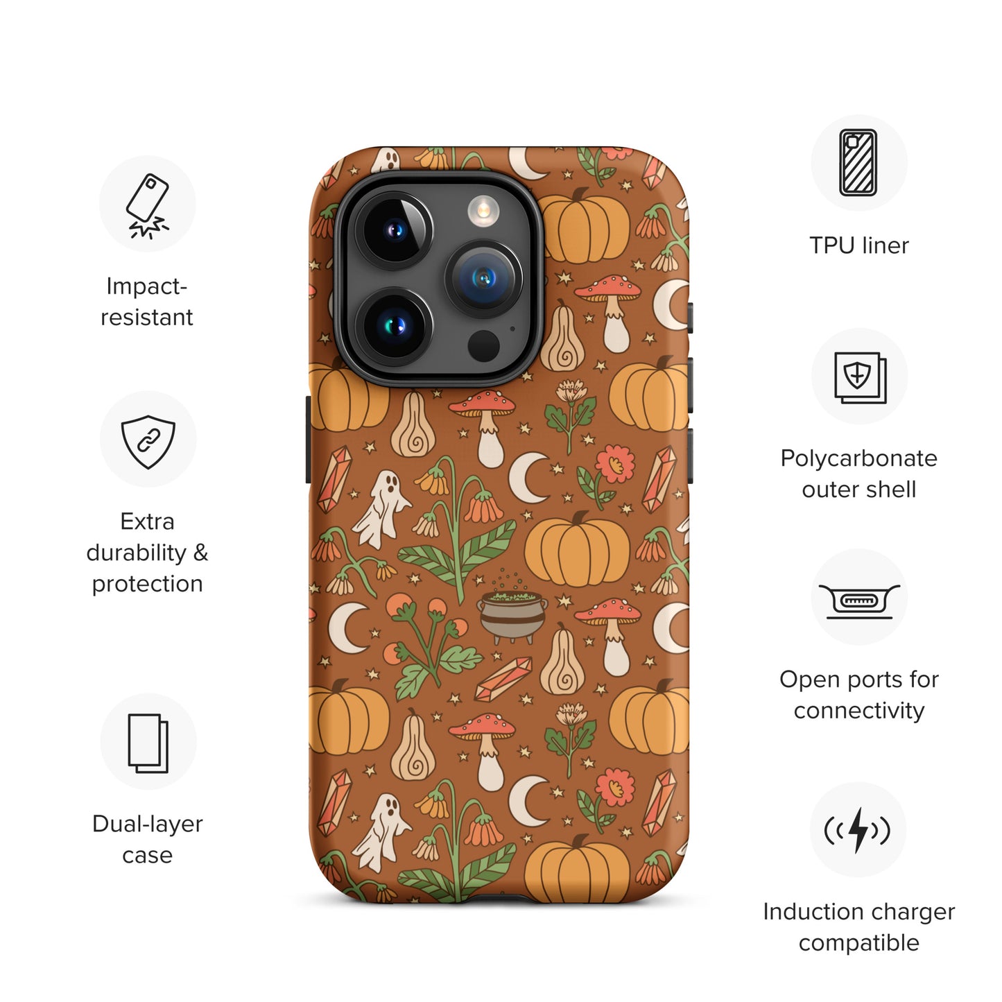 Cozy Fall Ghost and Pumpkin Patch Tough Case for iPhone