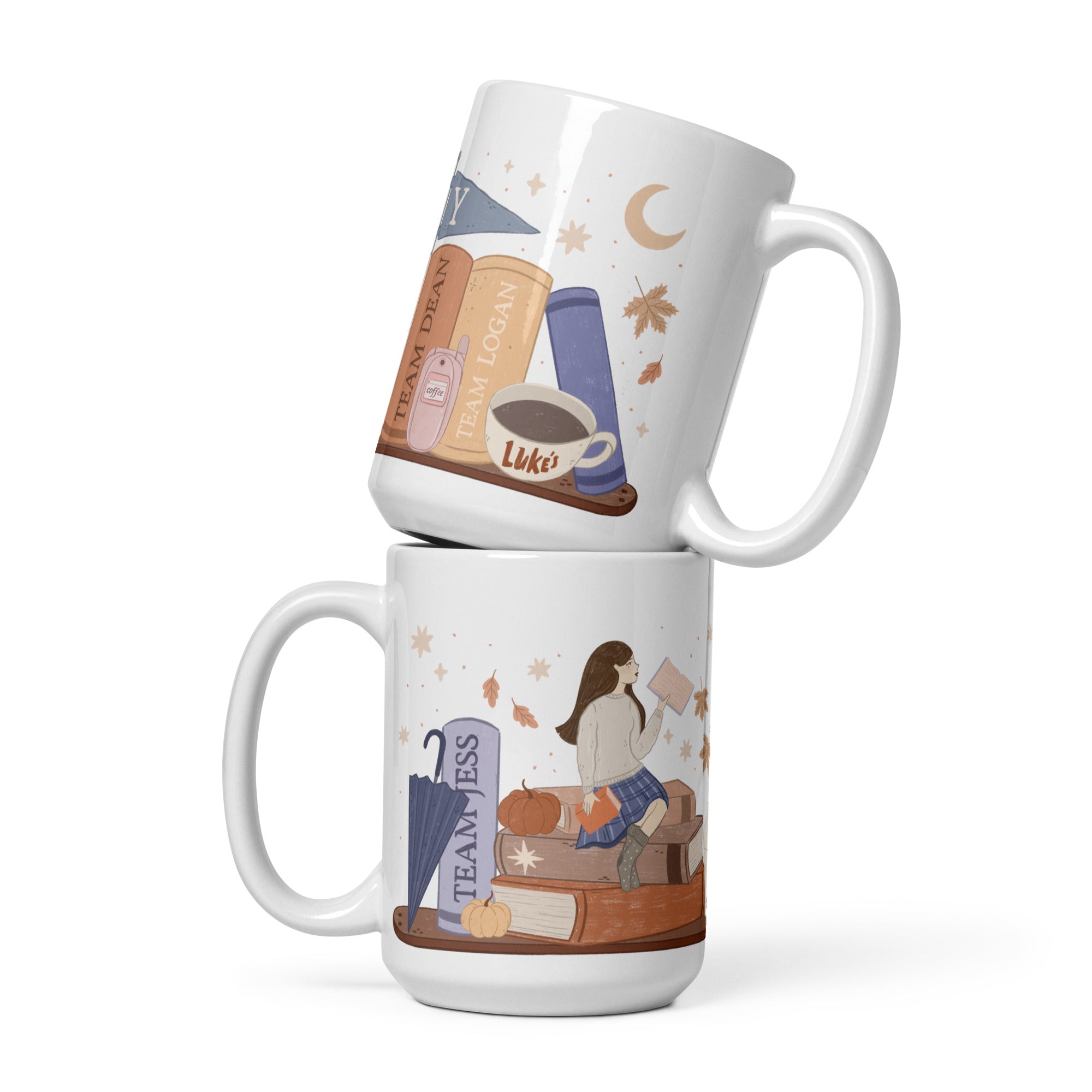 Crescent Cat Co Rory Bookshelf Stars Hollow Mug